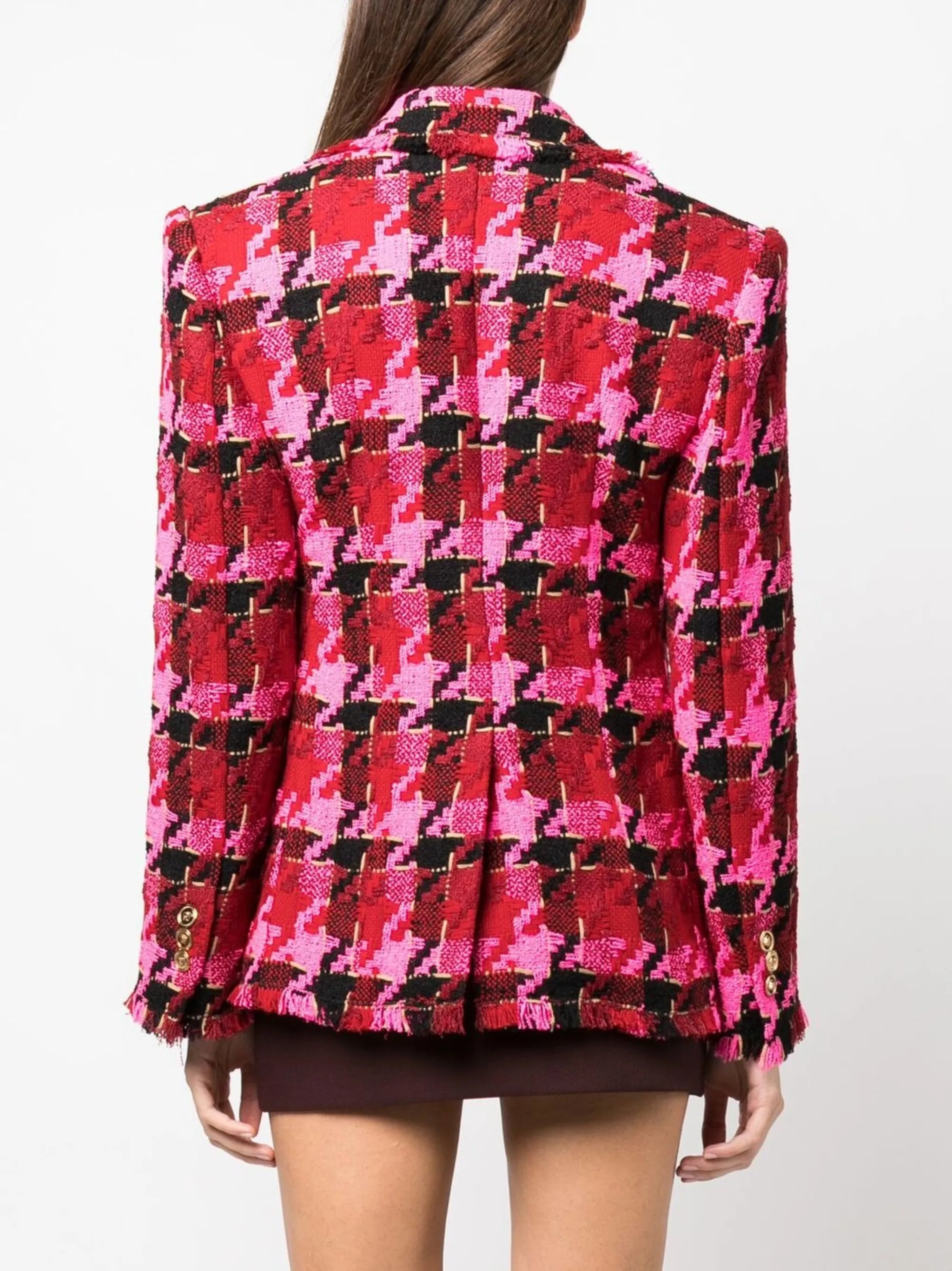 oversize-houndstooth single-breasted blazer