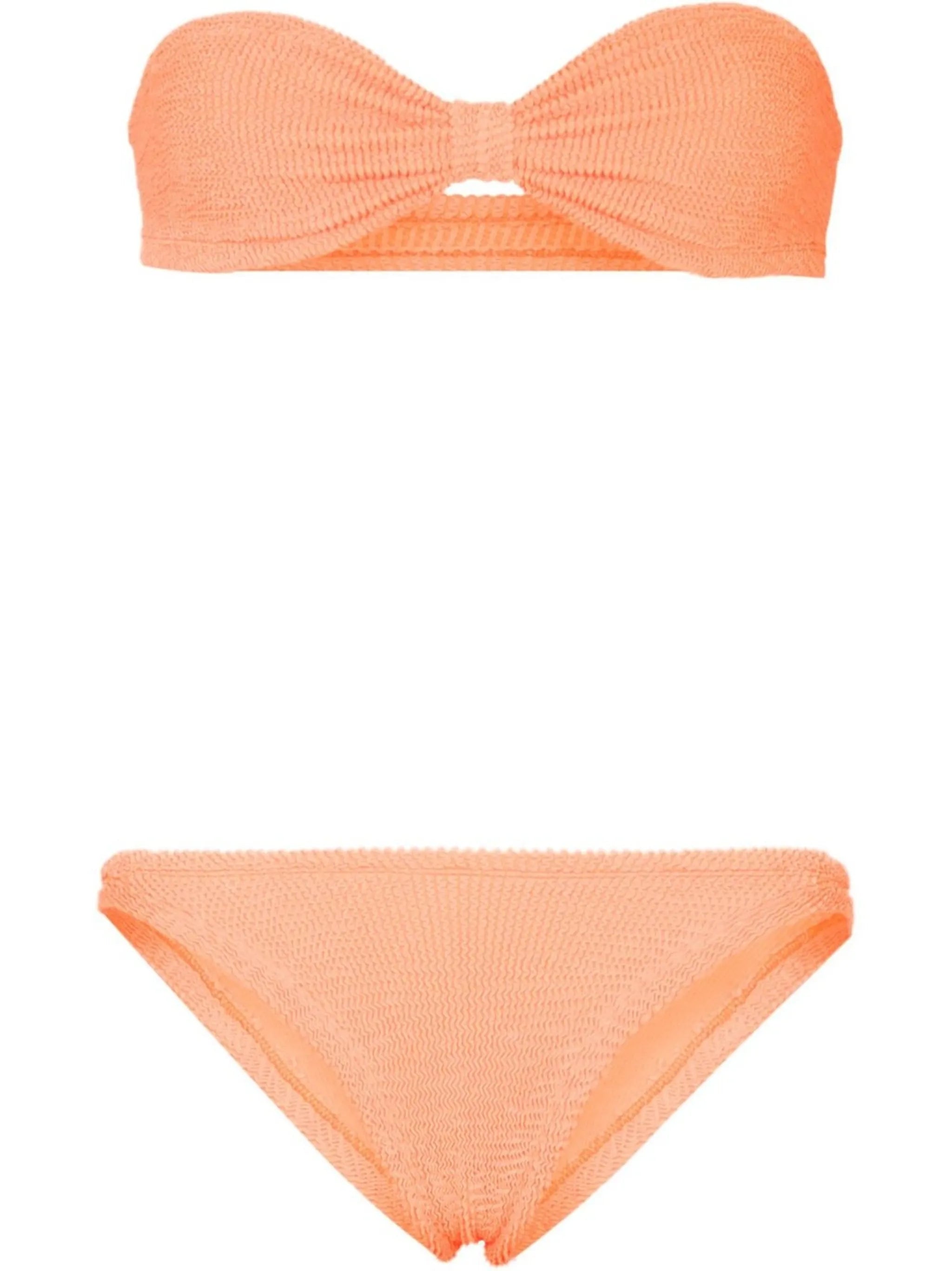Jean crinkle-effect bandeau bikini