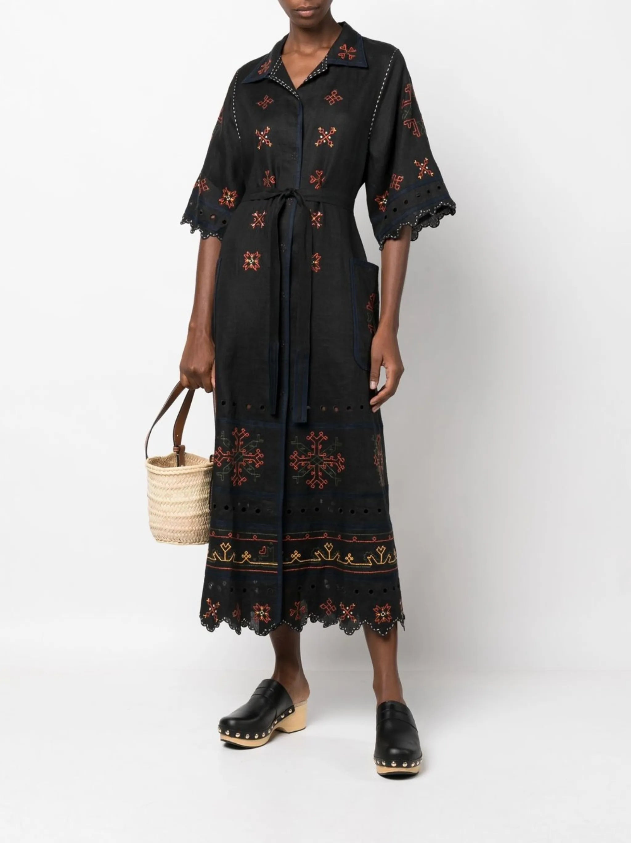 Greta embroidered midi dress