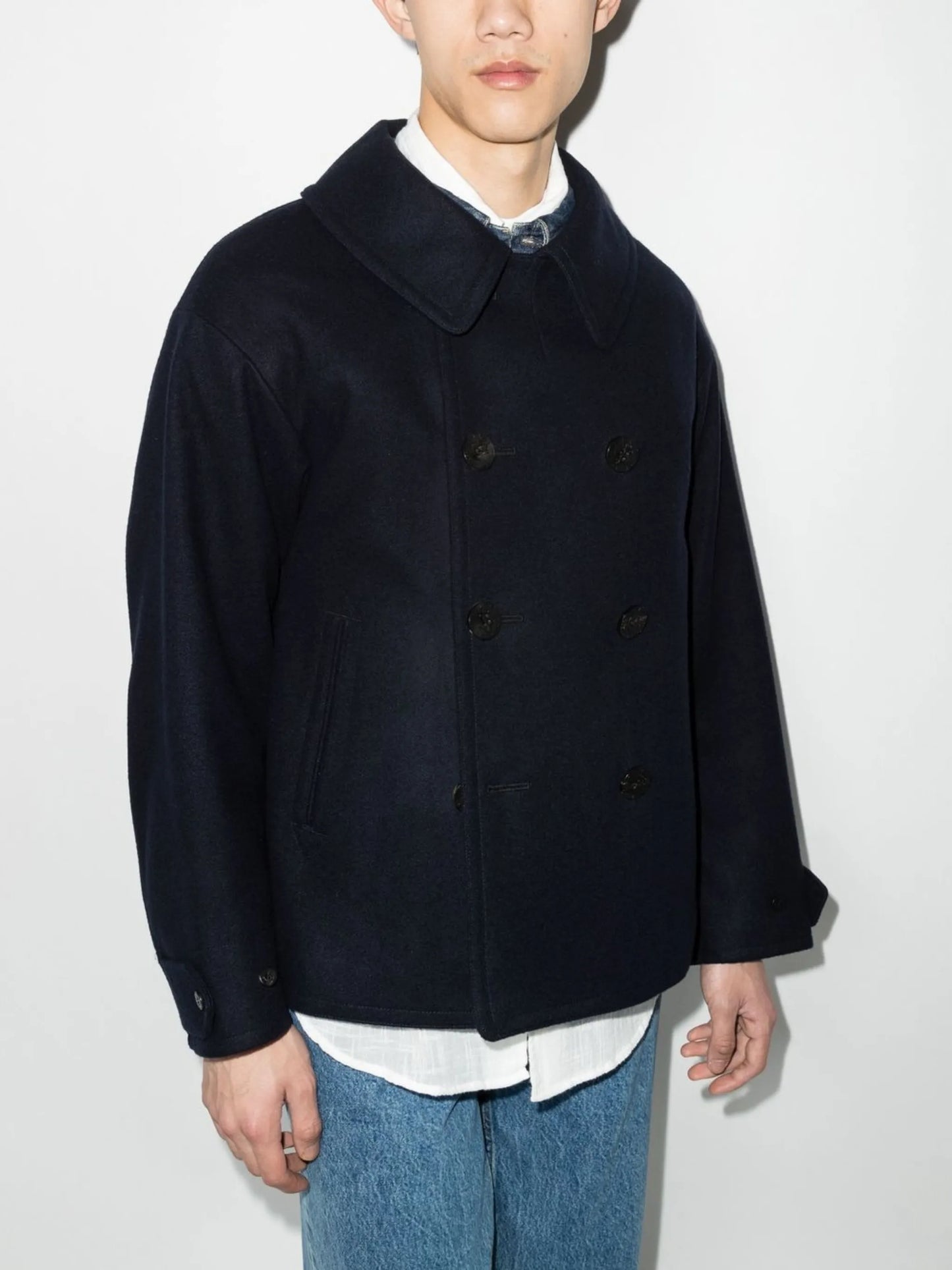 classic collar double-breasted peacoat