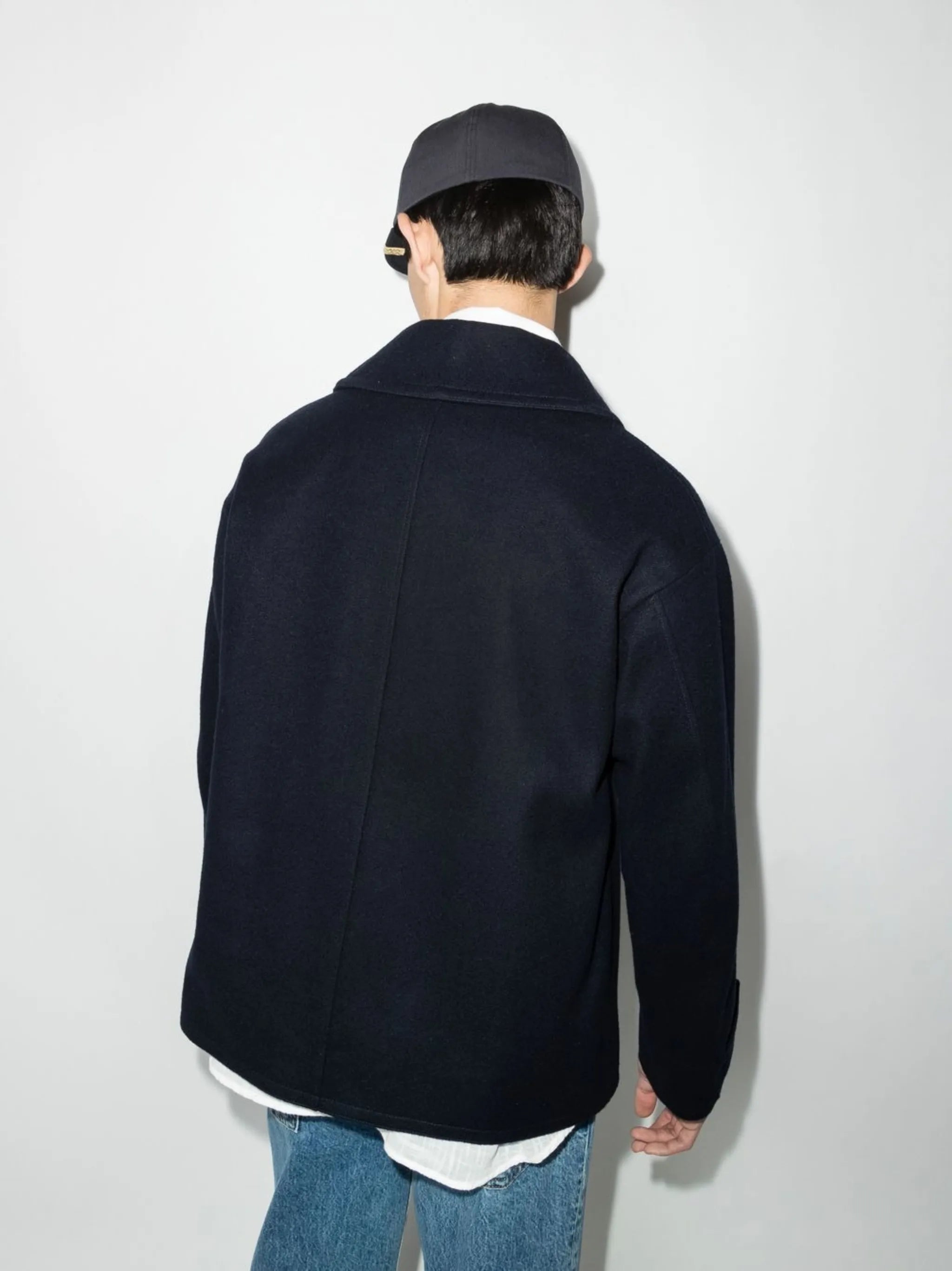 classic collar double-breasted peacoat