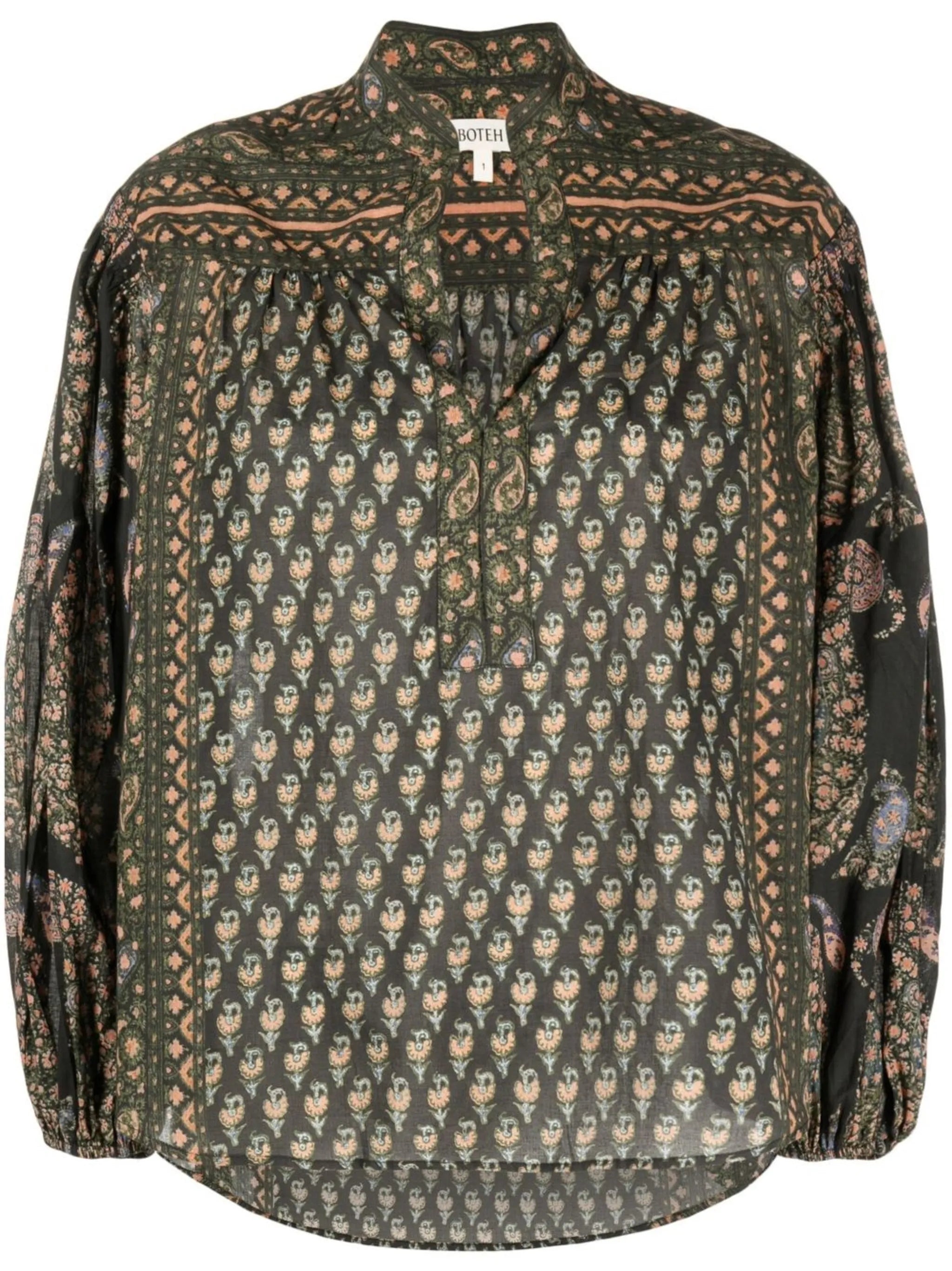 paisley-print long-sleeve blouse