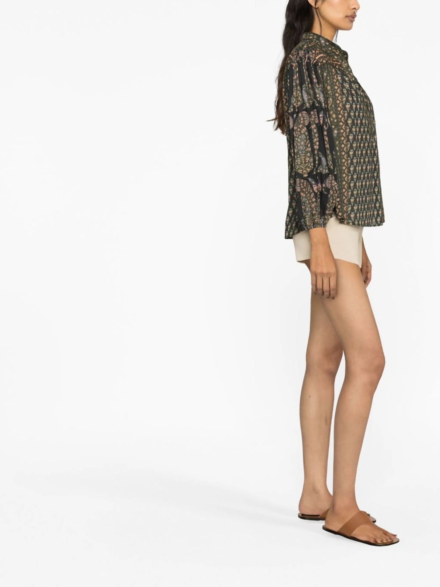 paisley-print long-sleeve blouse