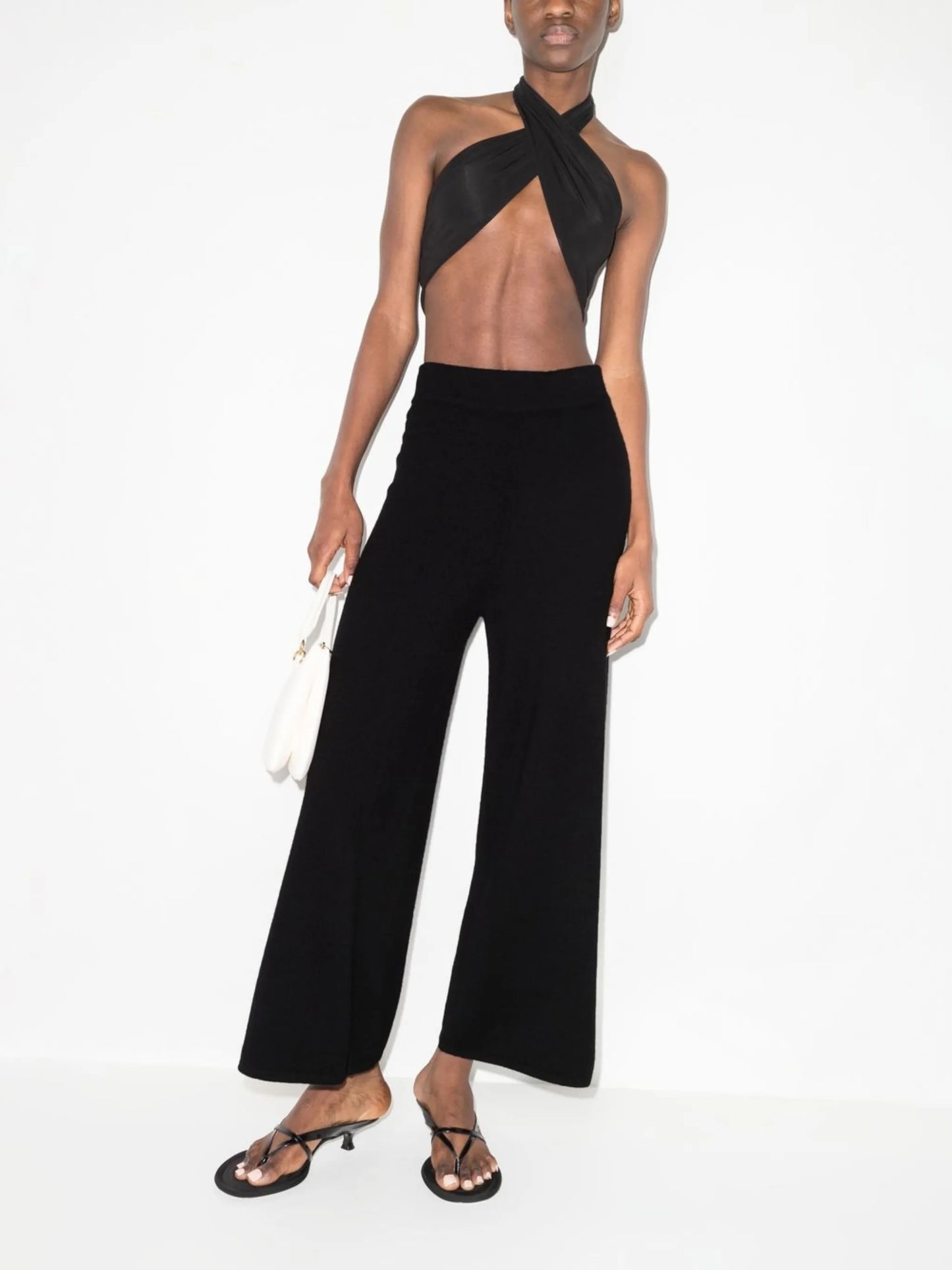 wide-leg cashmere knitted trousers