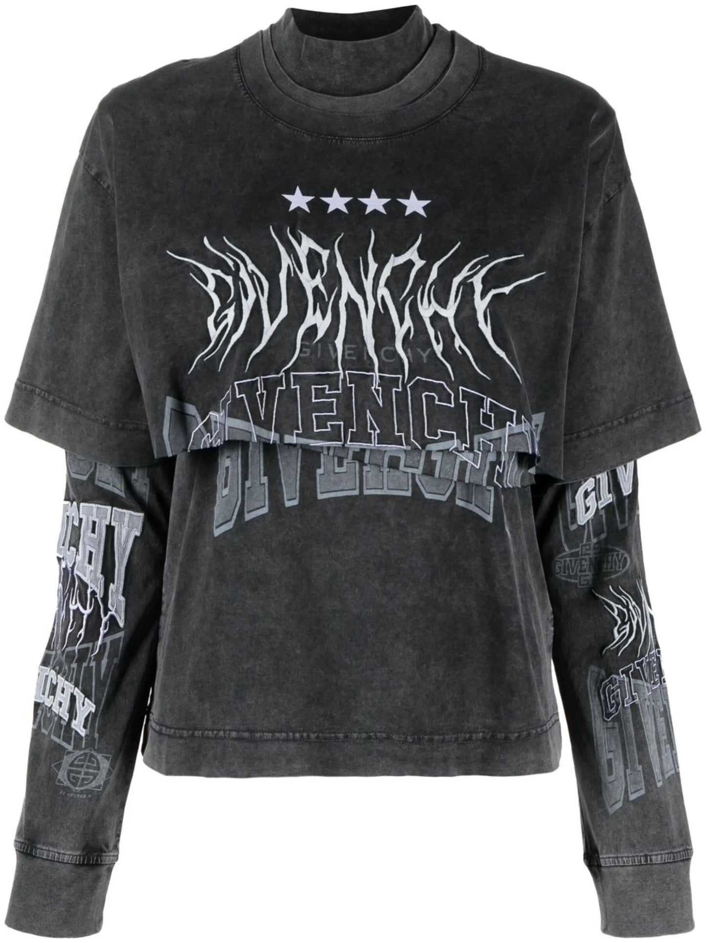 logo-embroidered layered T-shirt