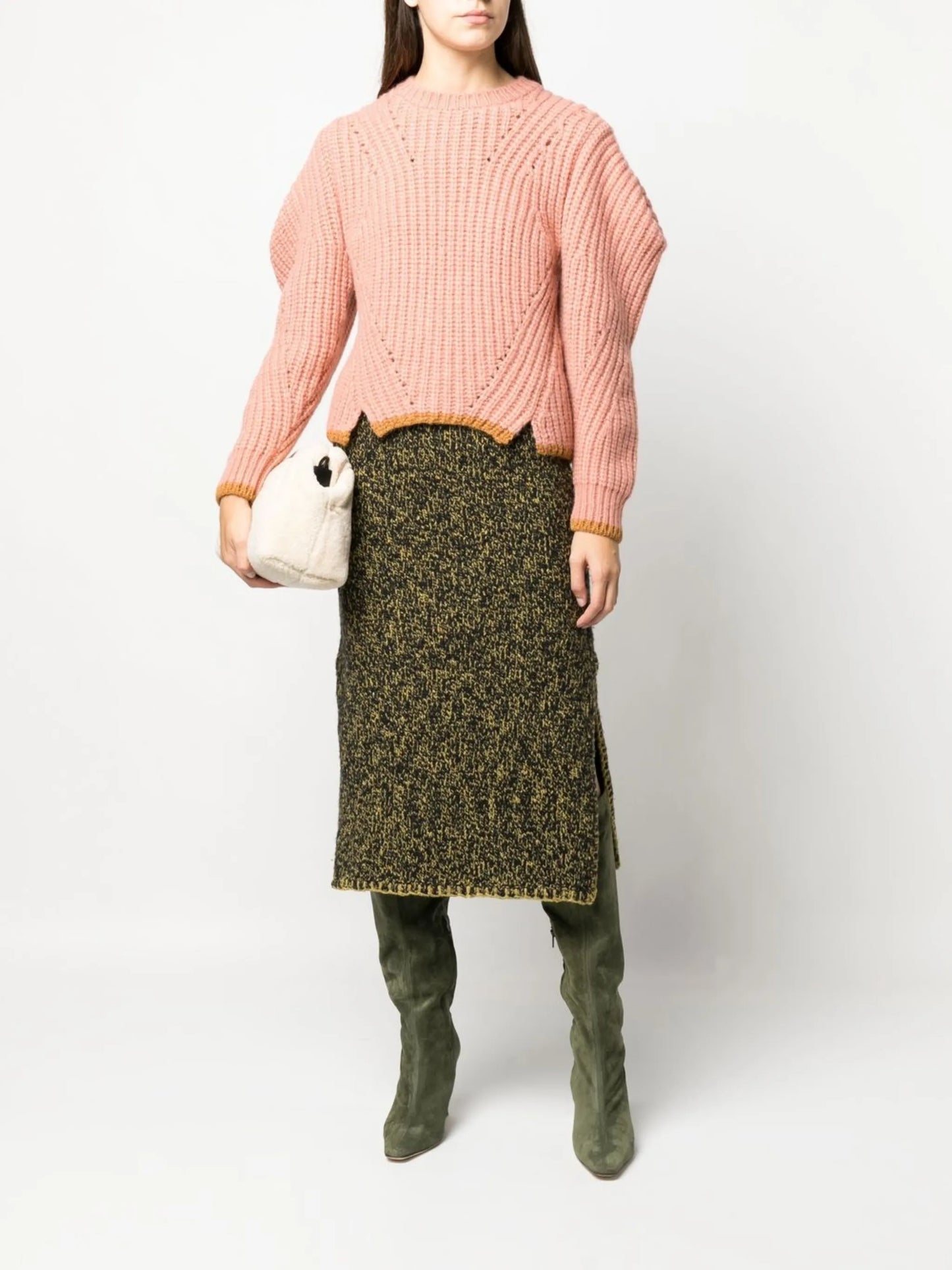mélange-effect midi skirt