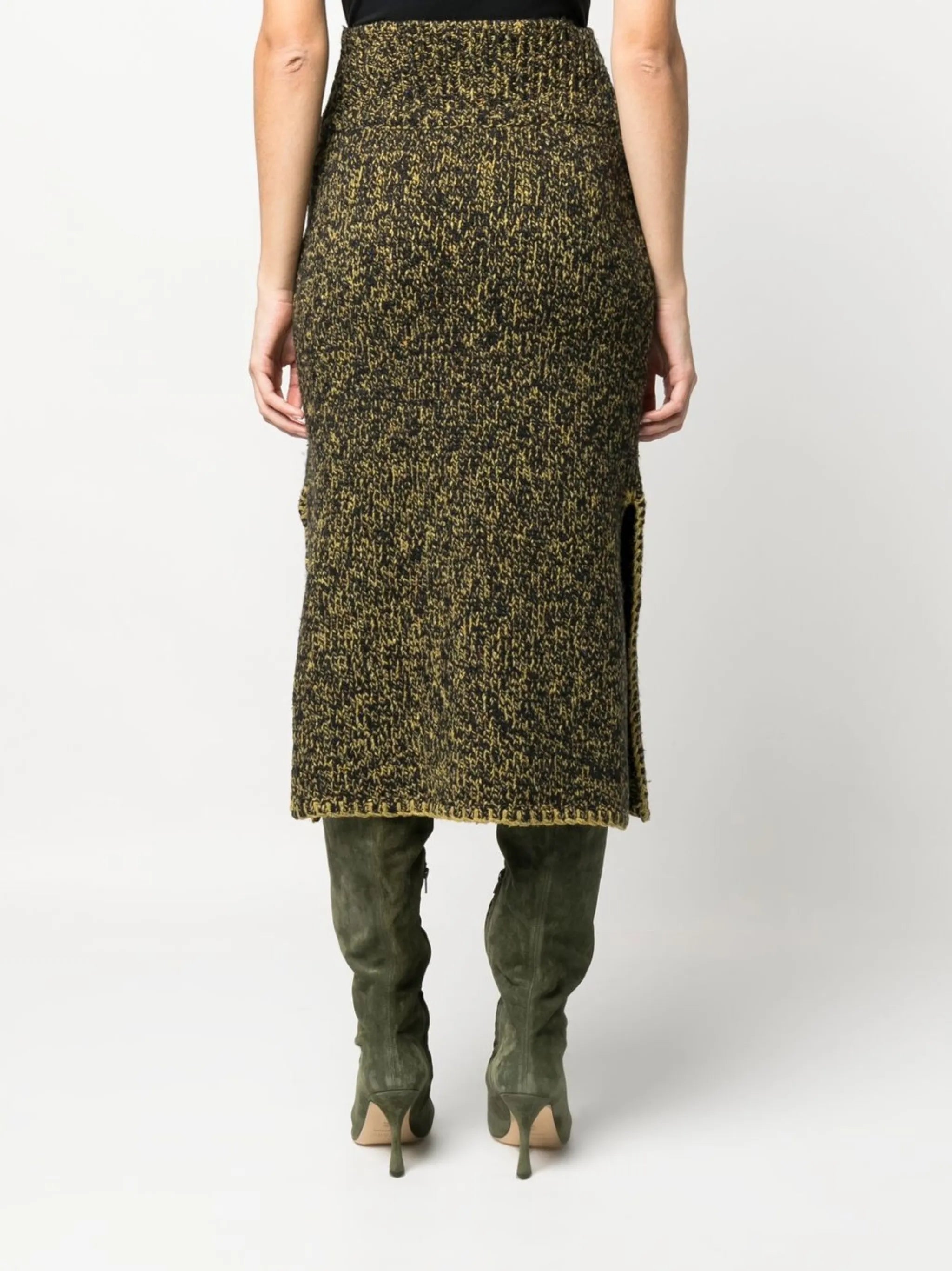 mélange-effect midi skirt