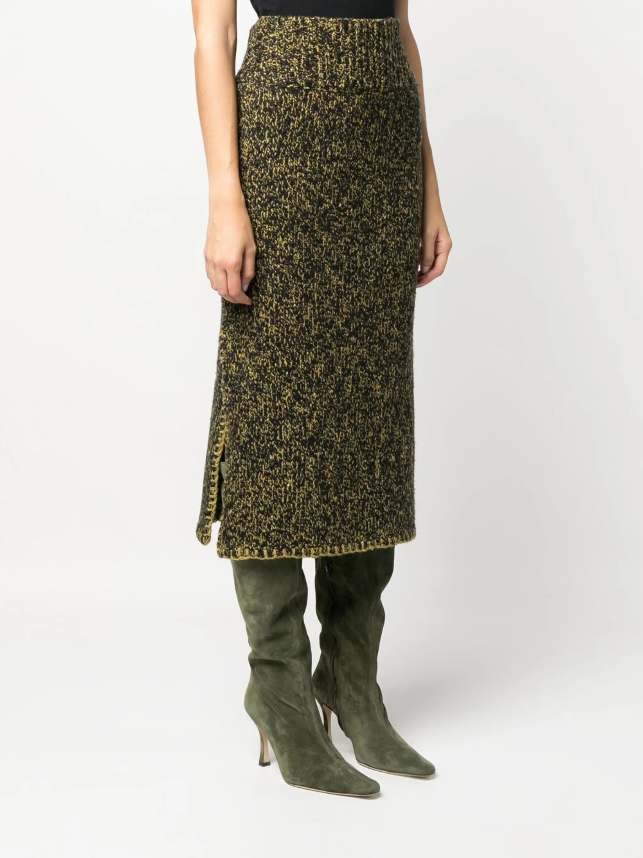 mélange-effect midi skirt
