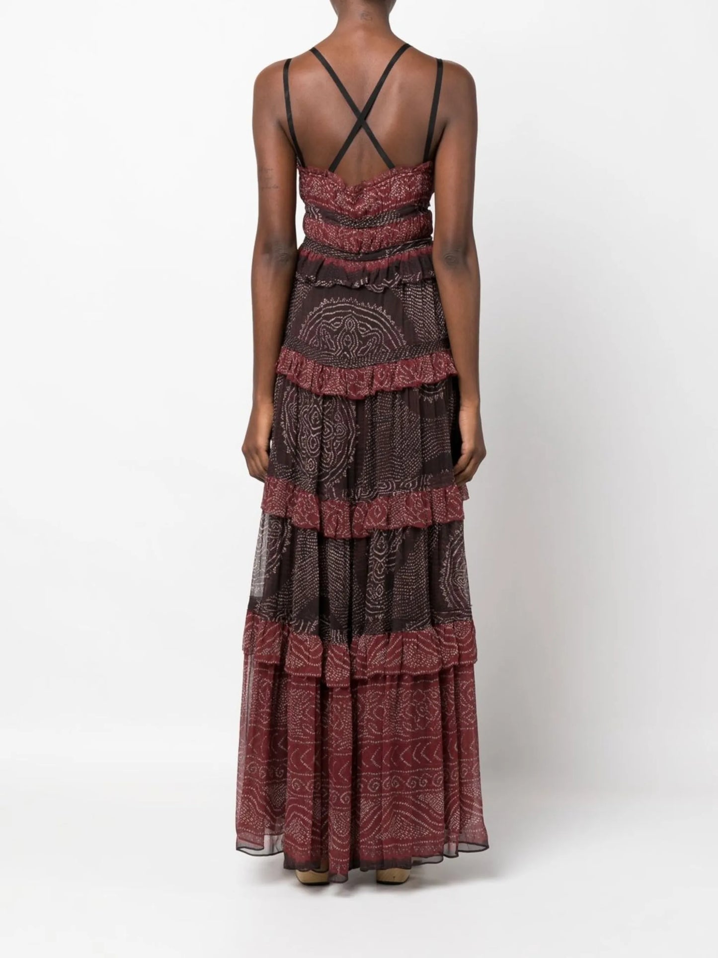 Agathe ruffled tiered silk gown