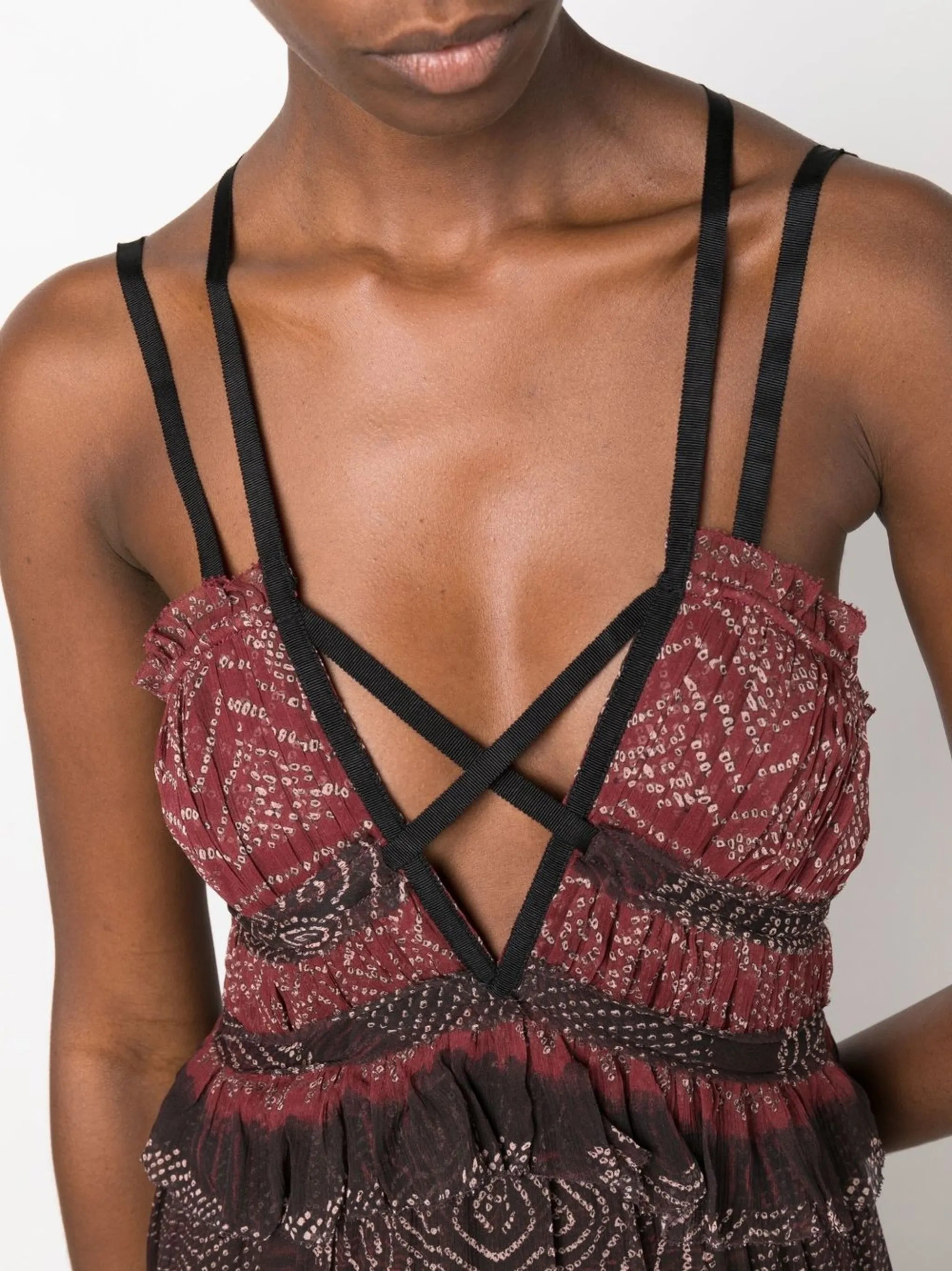 Agathe ruffled tiered silk gown
