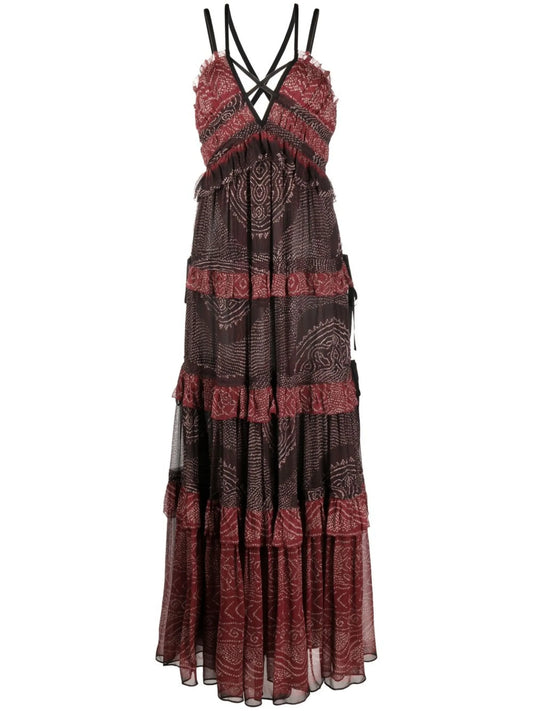 Agathe ruffled tiered silk gown
