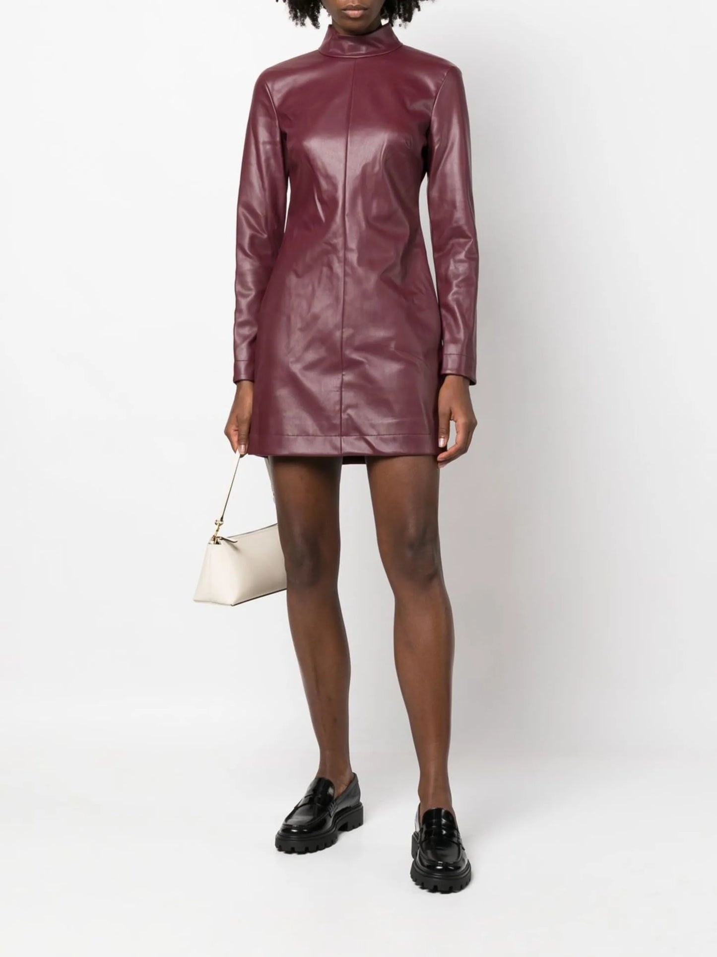 mock-neck mini dress