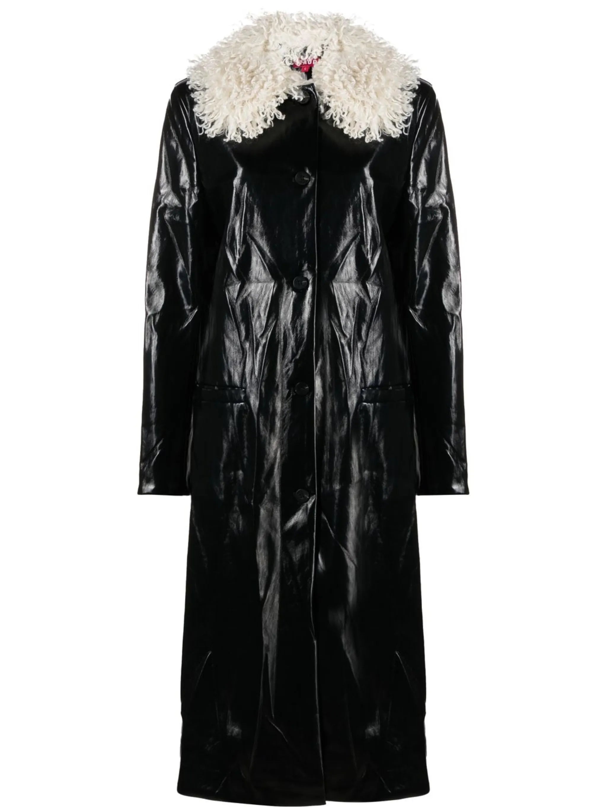 Varnishes faux-shearling collar coat