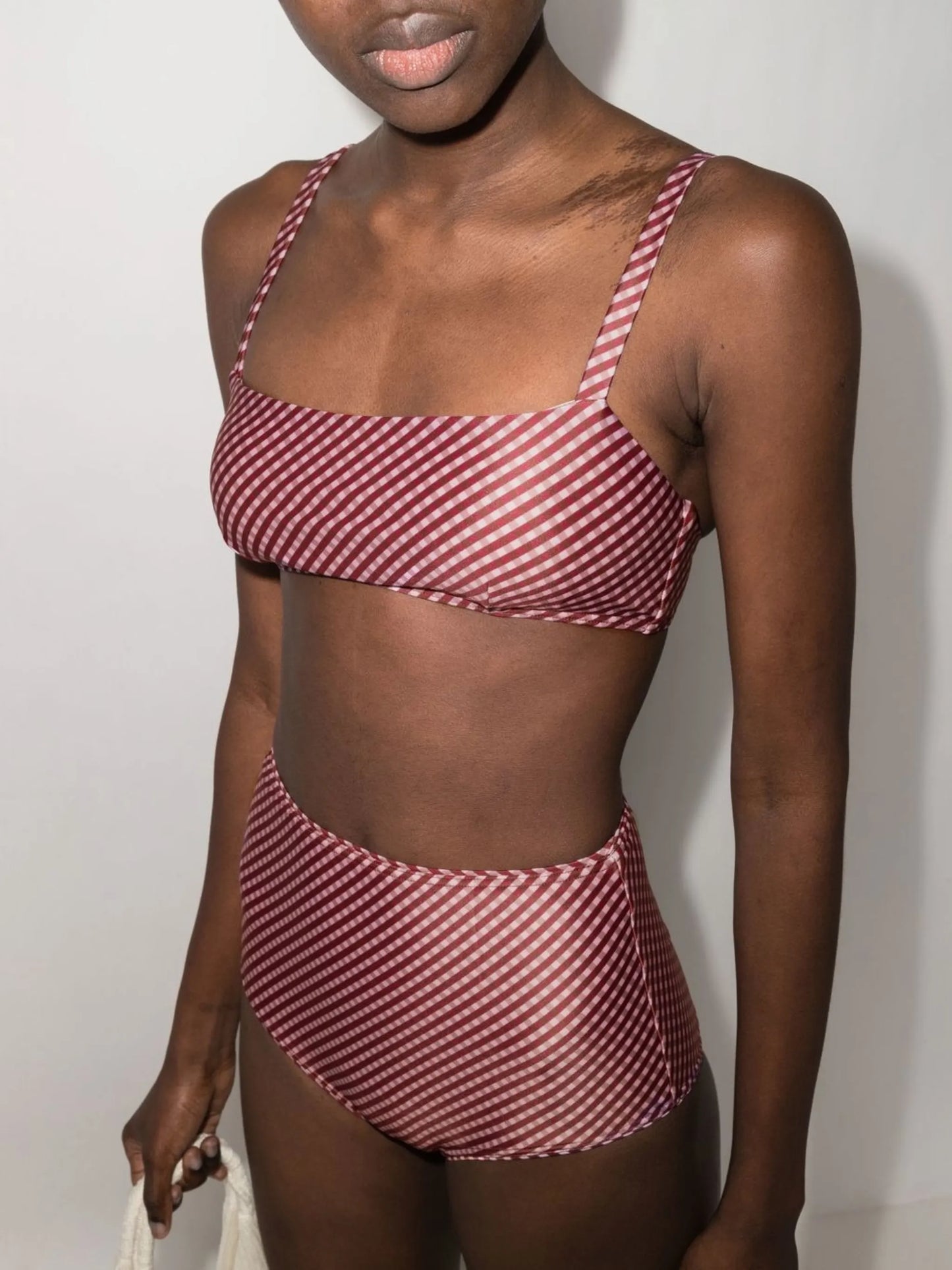 check-print bikini top