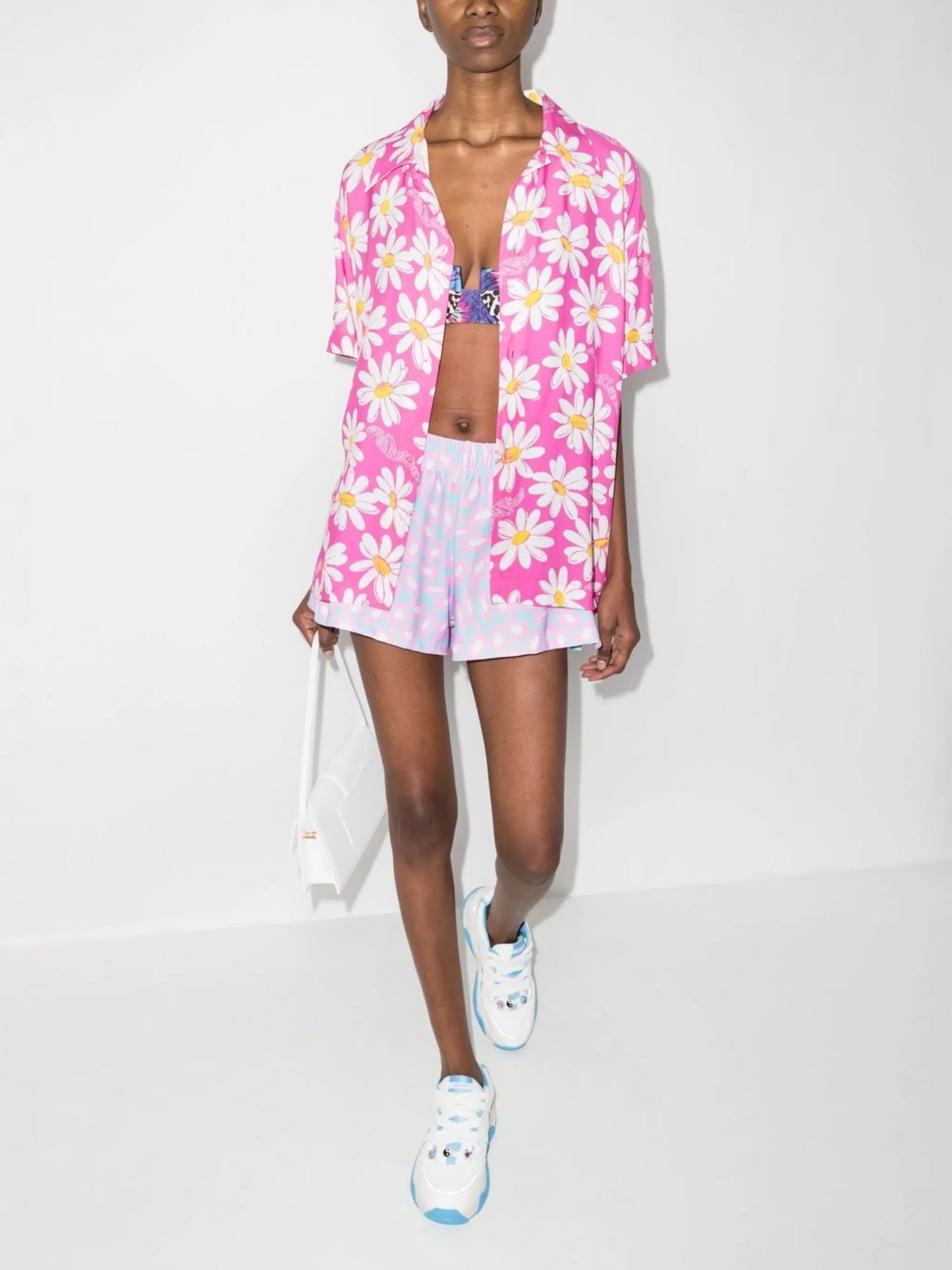 graphic-print elasticated-waistband shorts