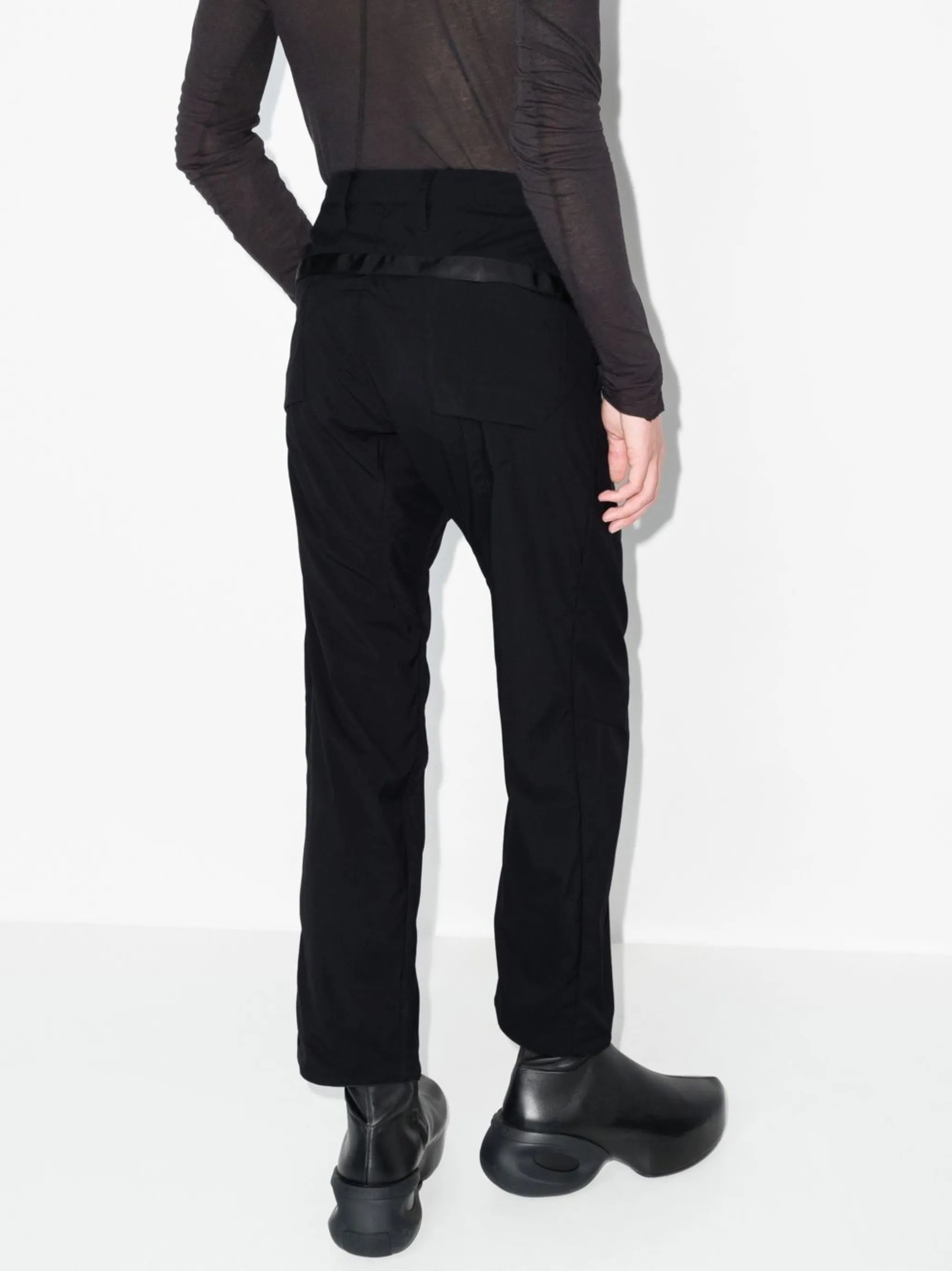 high-waisted straight leg trousers
