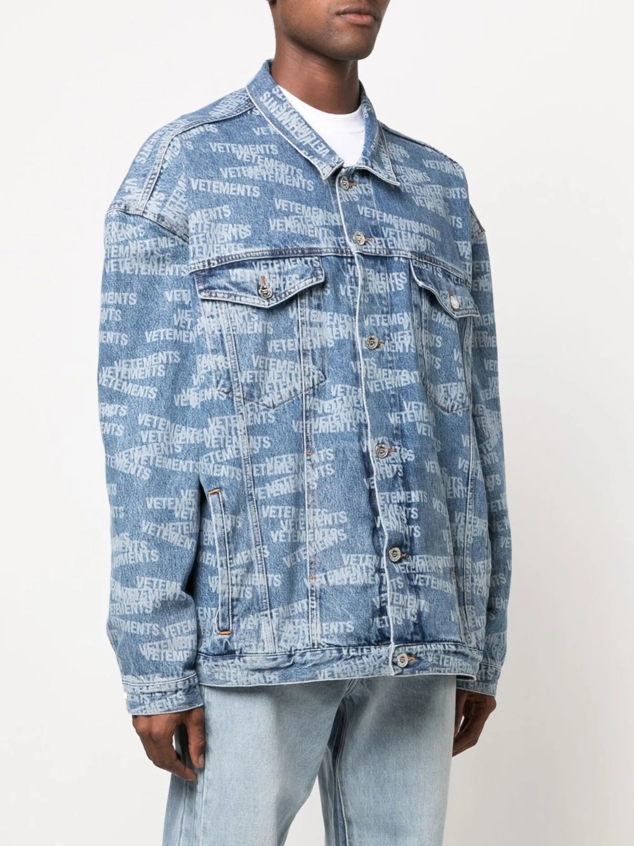 logo-print denim jacket
