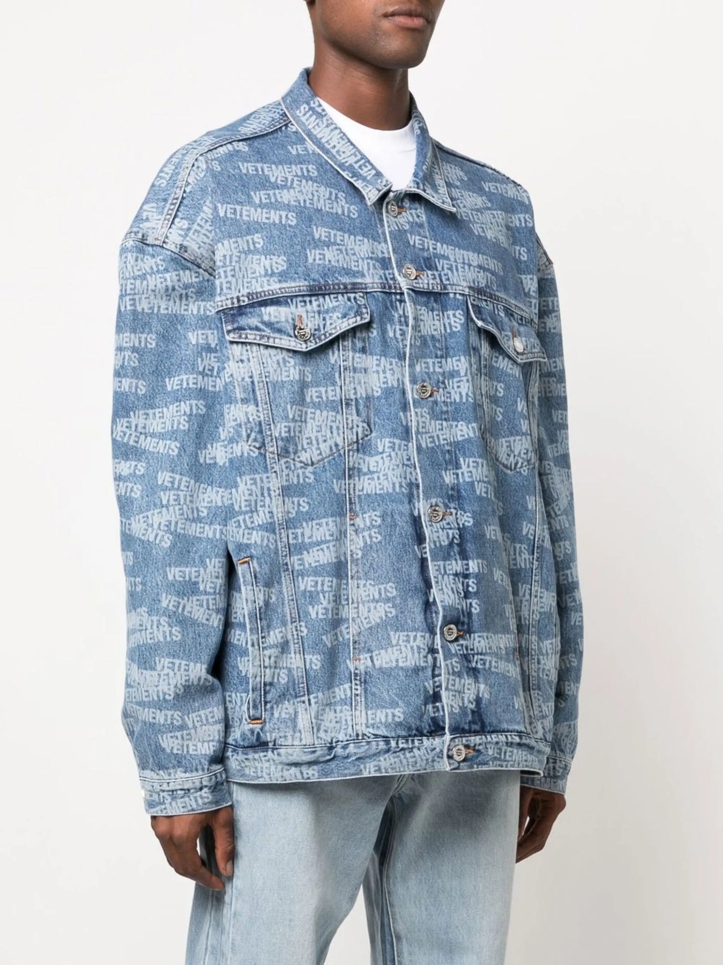 logo-print denim jacket