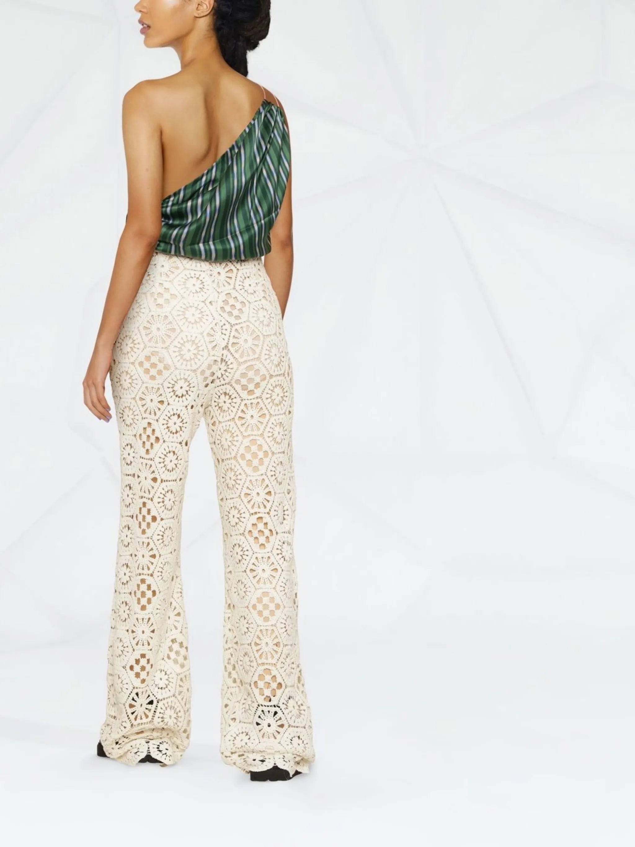 crochet-knit wide-leg trousers