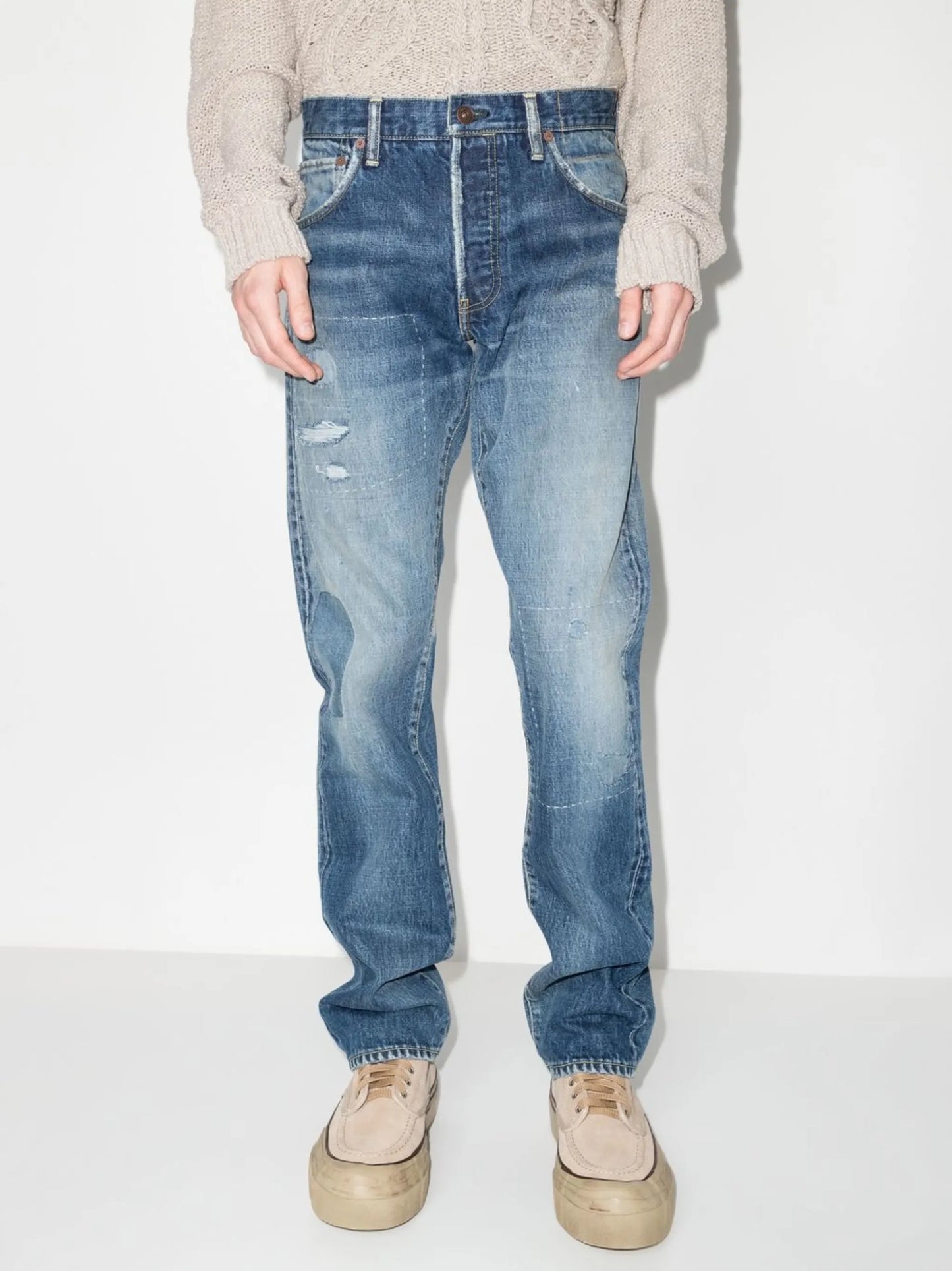 Social Sculpture distressed straight-leg jeans