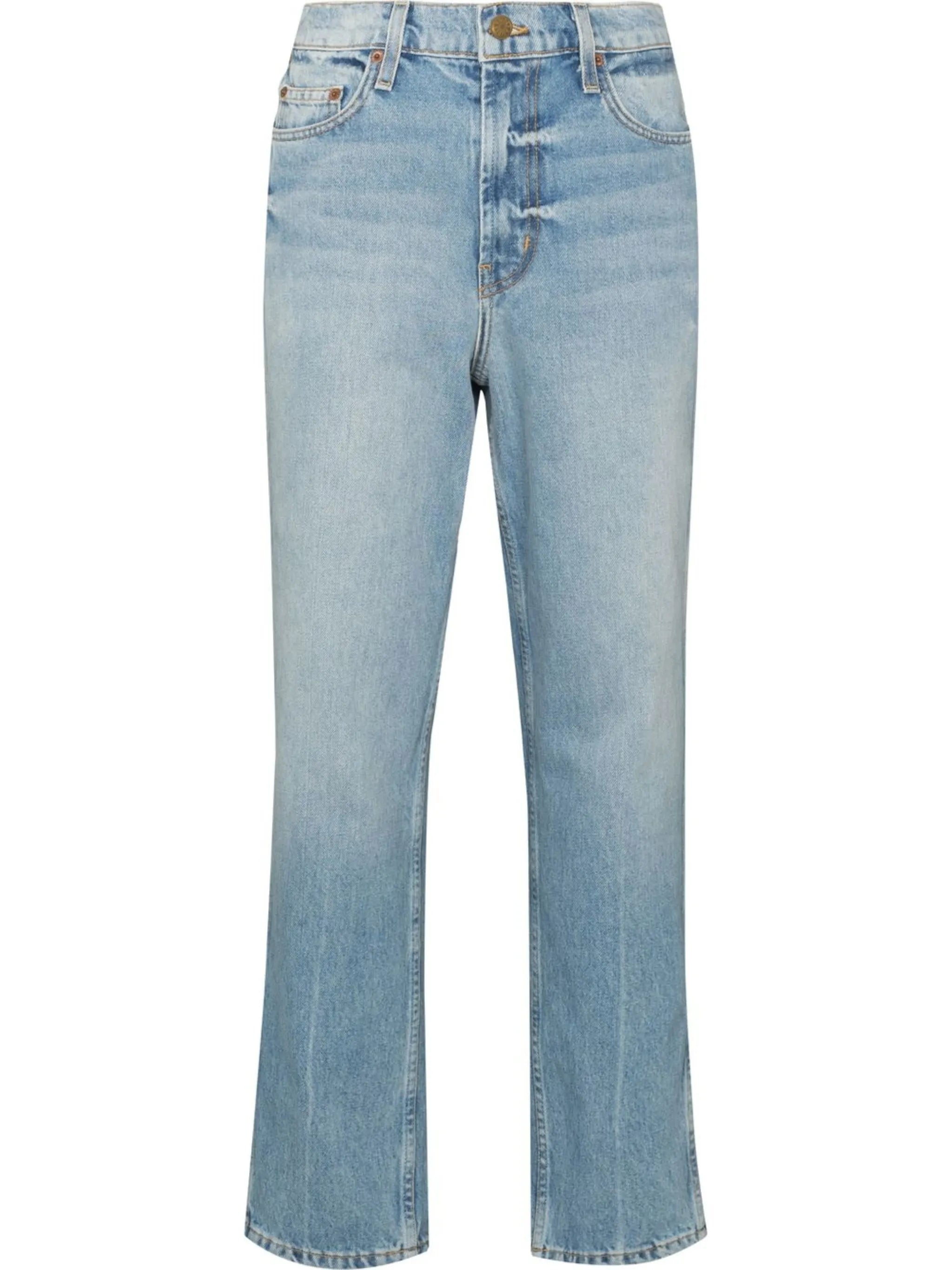 mid-rise straight-leg jeans