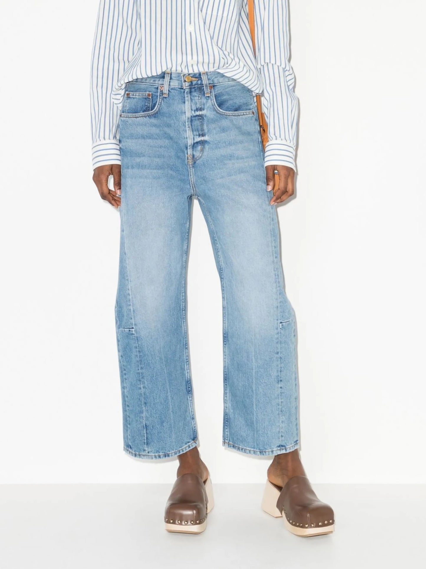 Lasso pieced-outseam denim jeans
