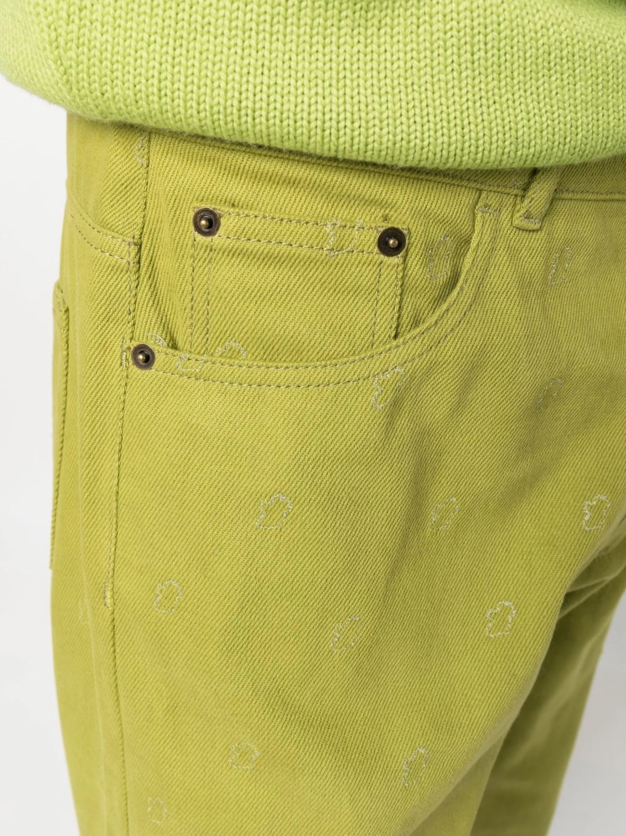 embroidered Eire-motif jeans
