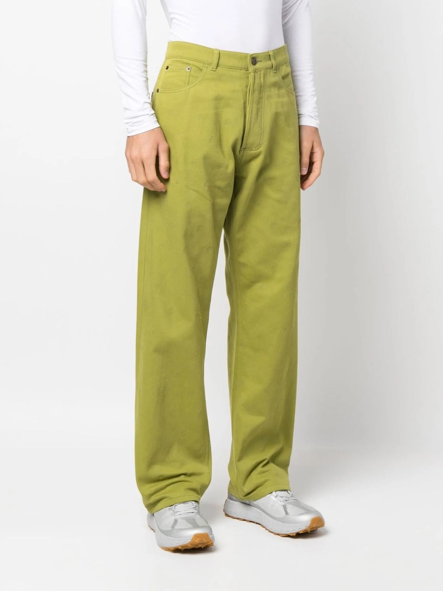 embroidered Eire-motif jeans