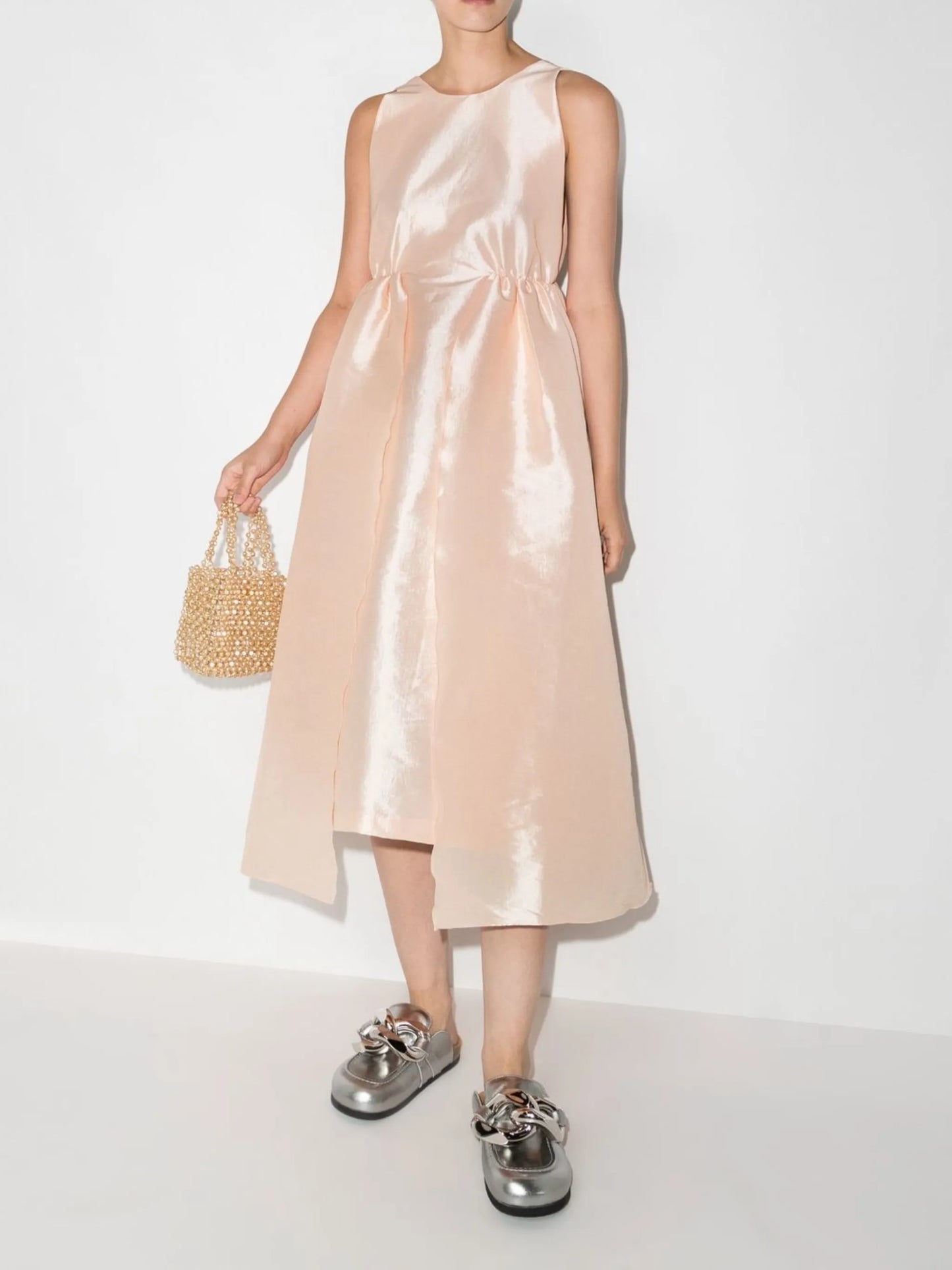 gathered-detail sleeveless dress