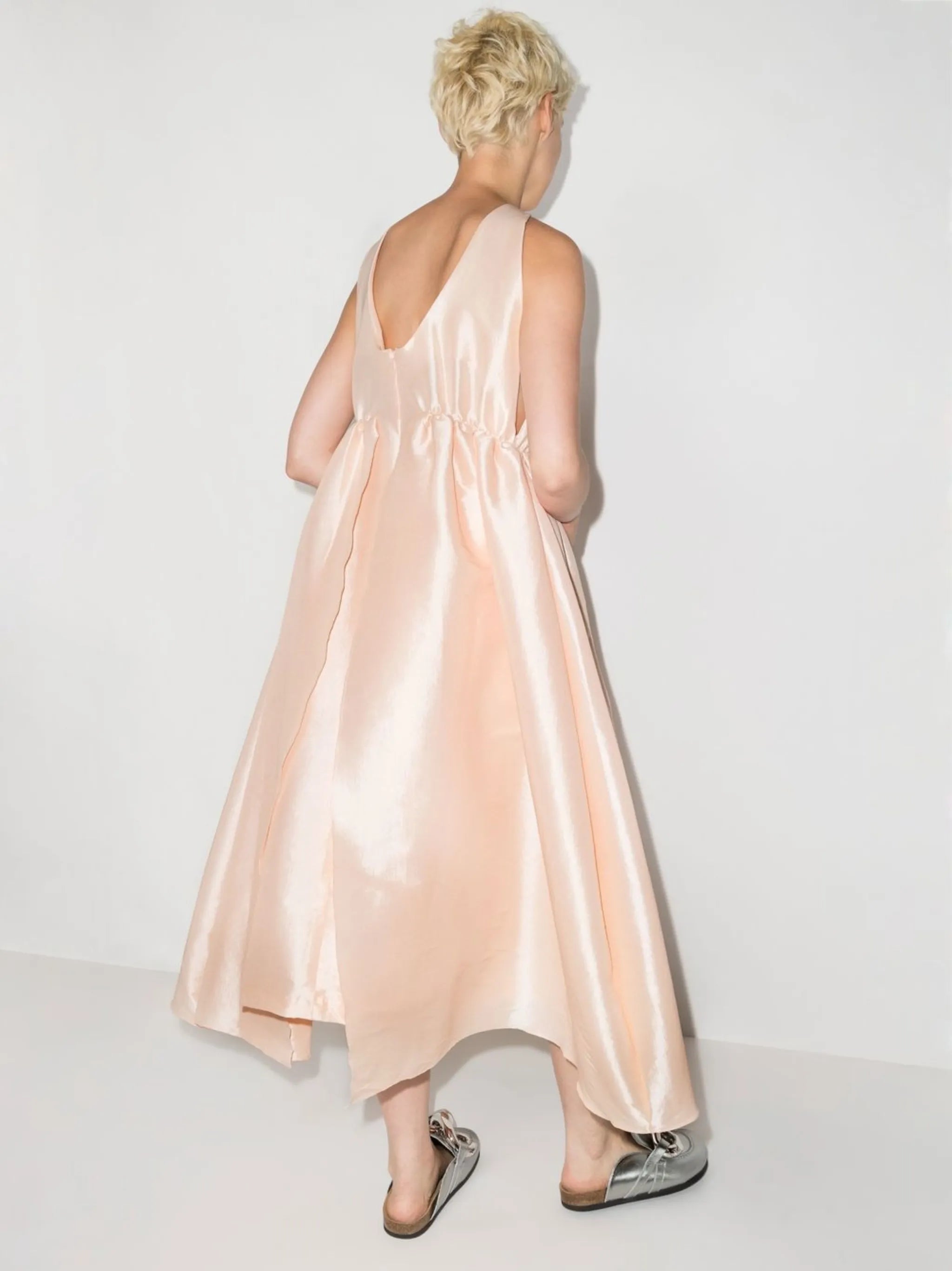 gathered-detail sleeveless dress