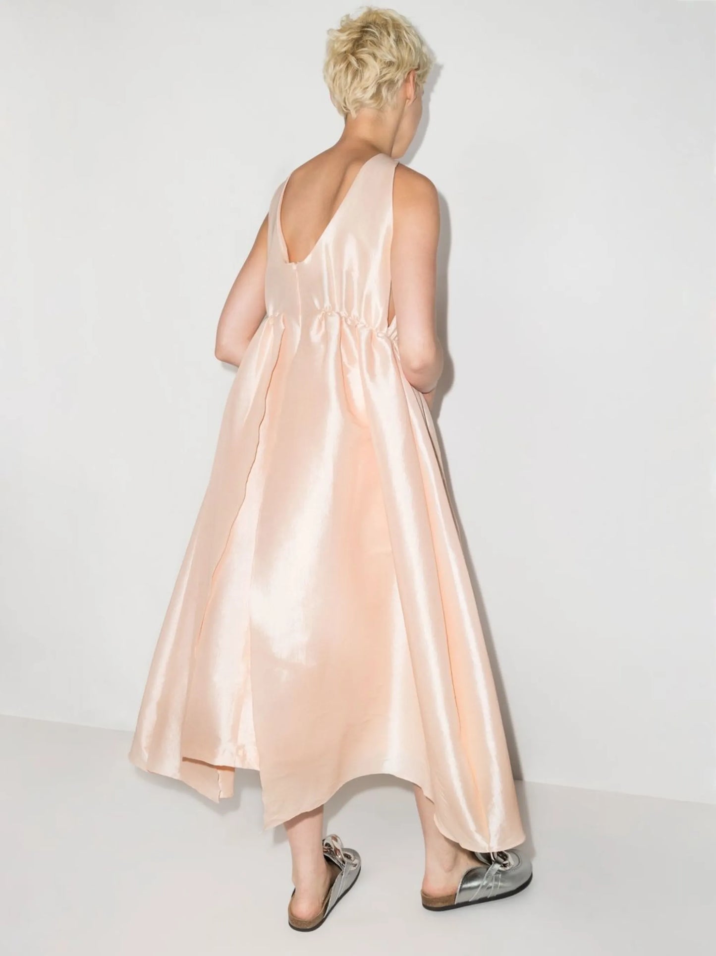 gathered-detail sleeveless dress