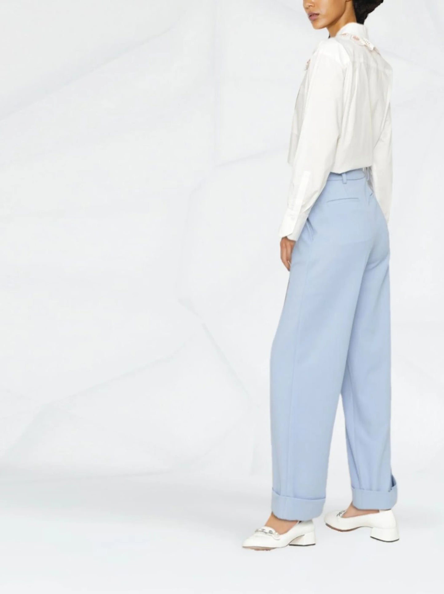 scalloped-collar cotton blouse