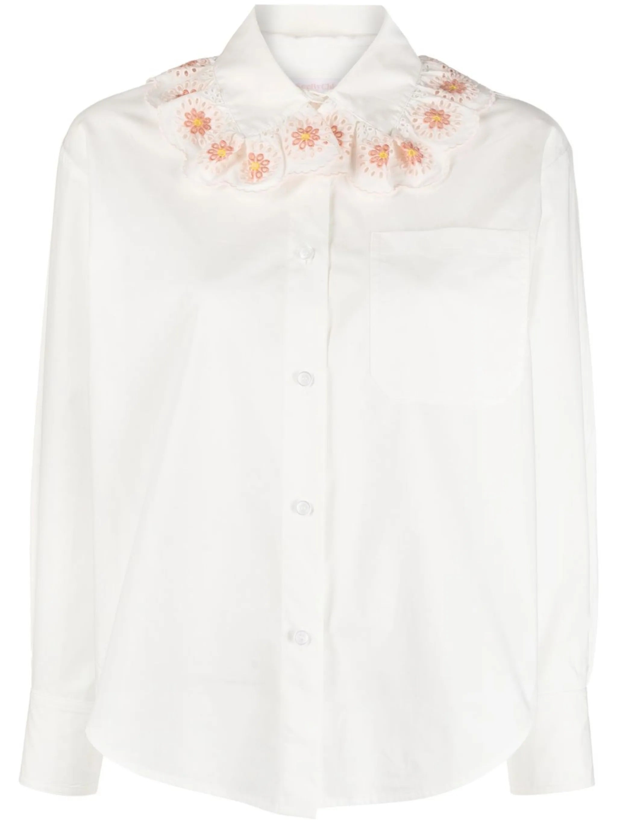 scalloped-collar cotton blouse