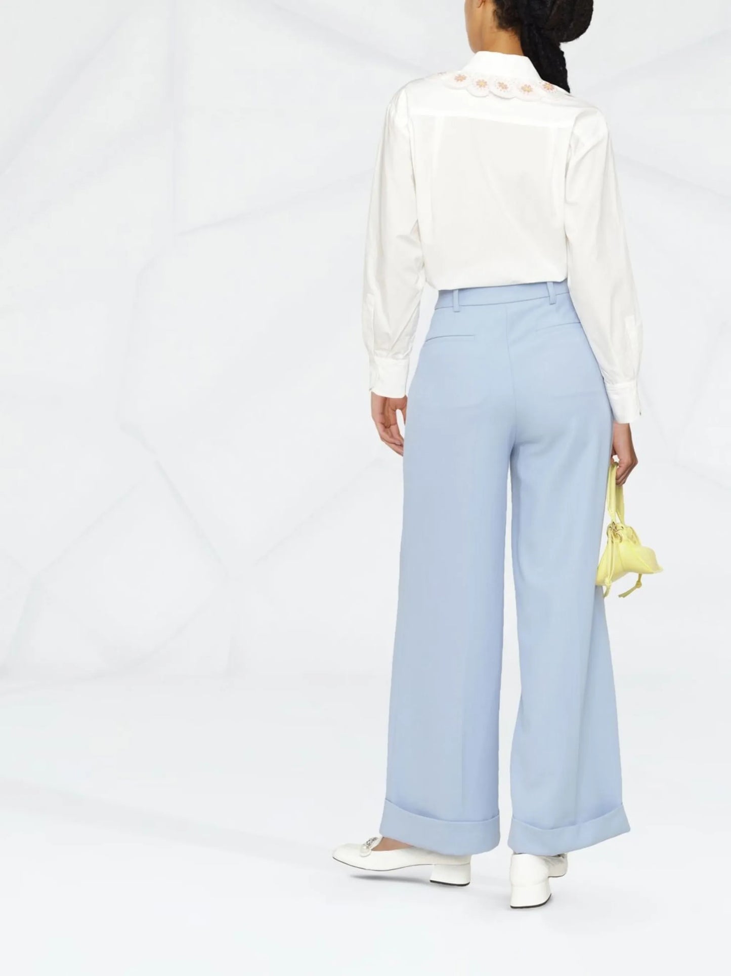 scalloped-collar cotton blouse