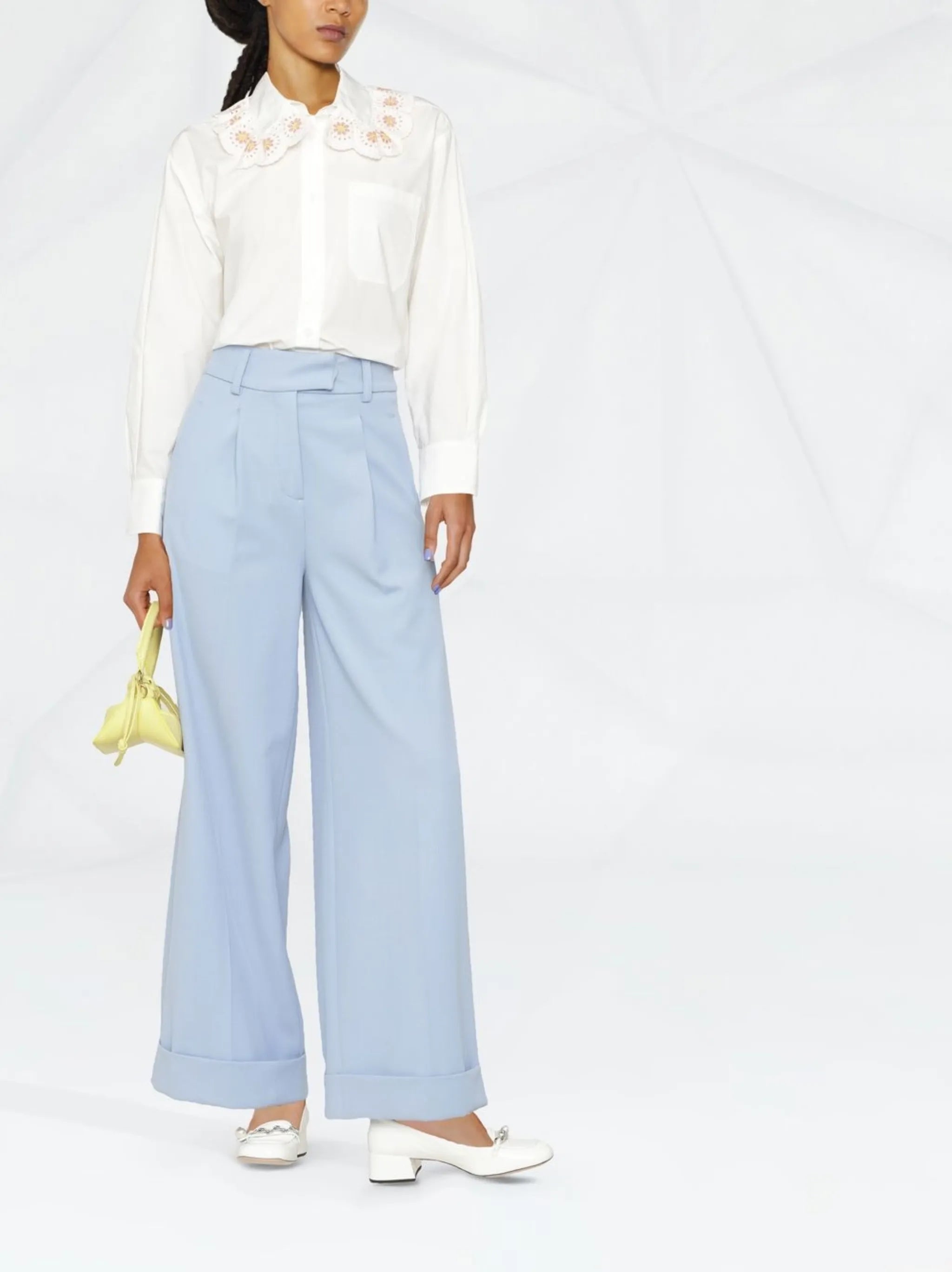 scalloped-collar cotton blouse