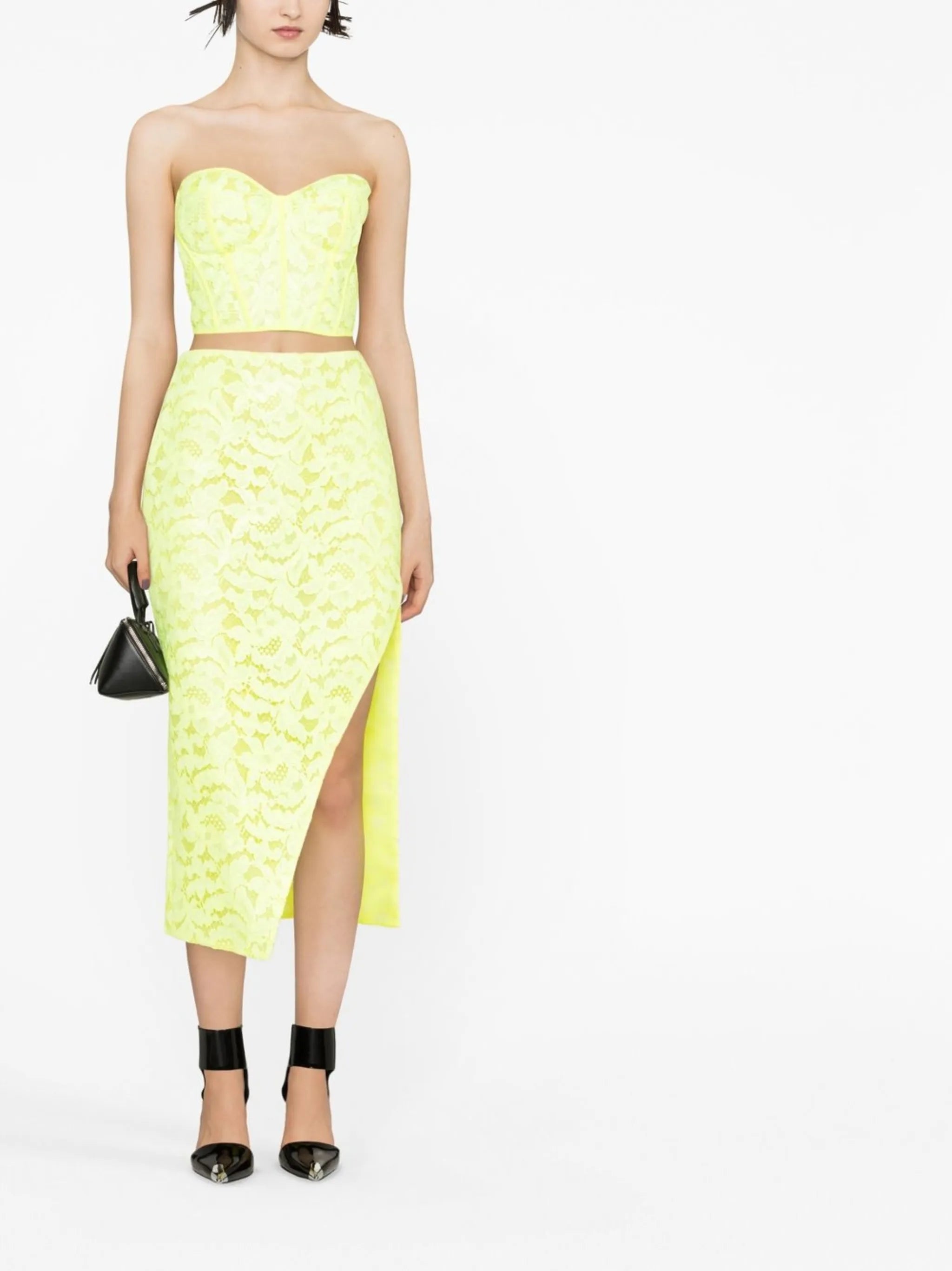 floral-lace midi skirt