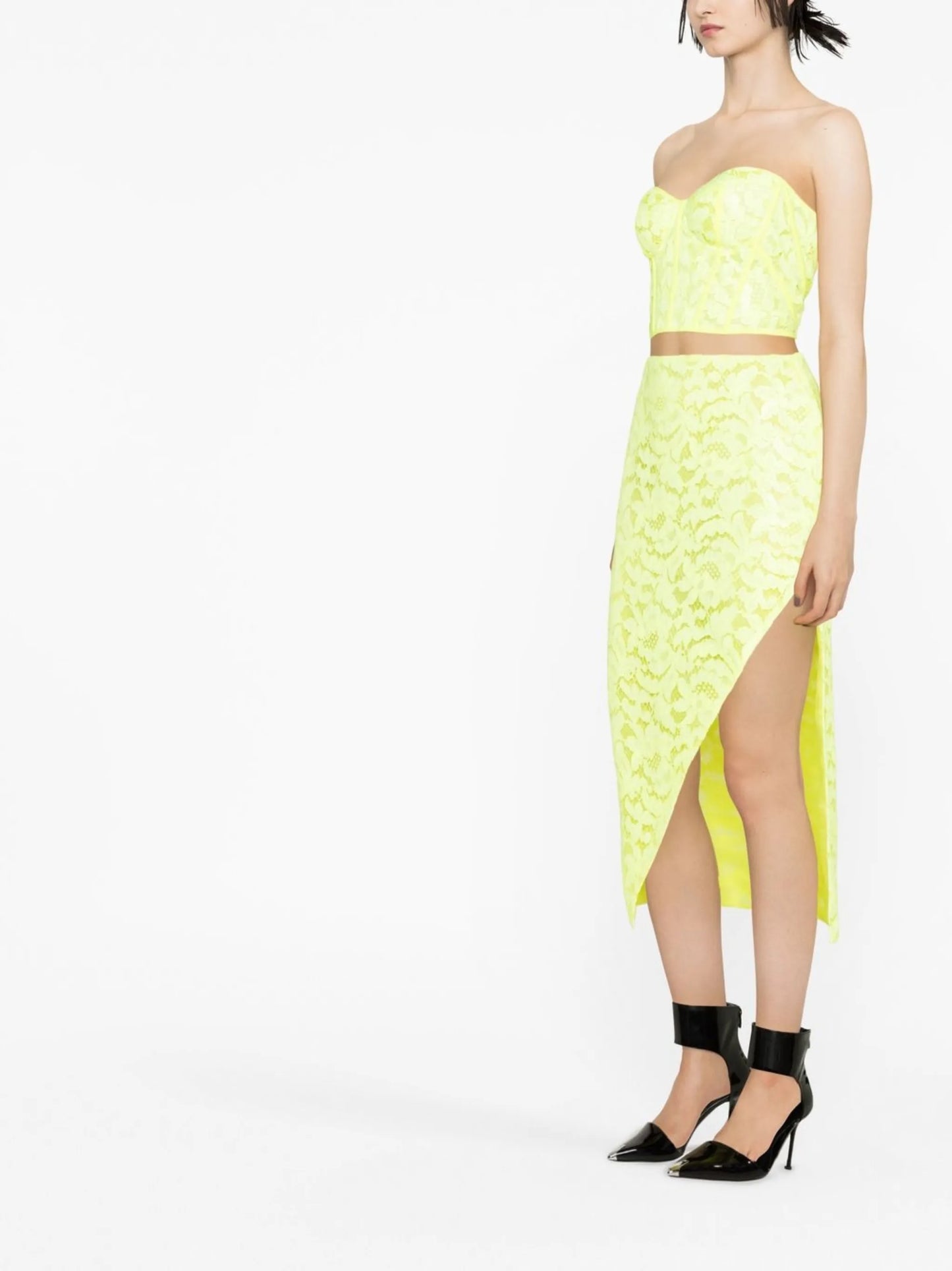 floral-lace midi skirt