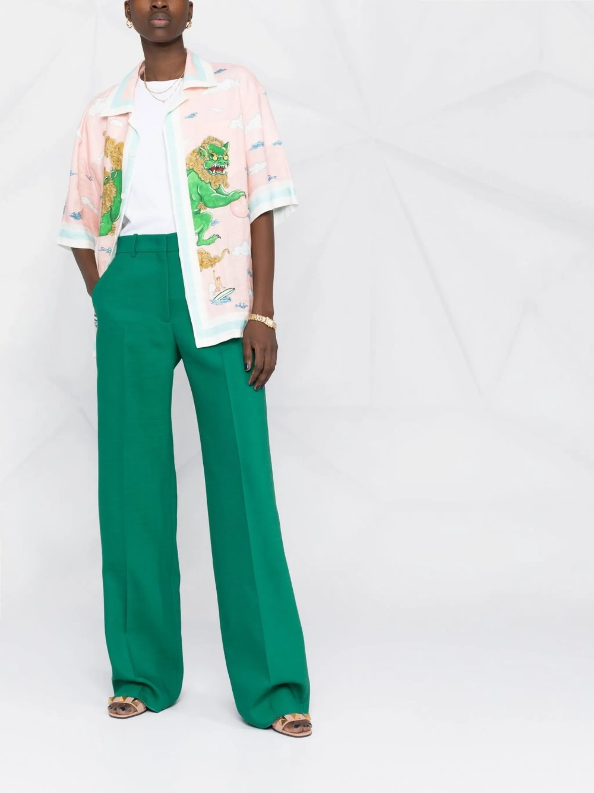 high-waist wide-leg trousers