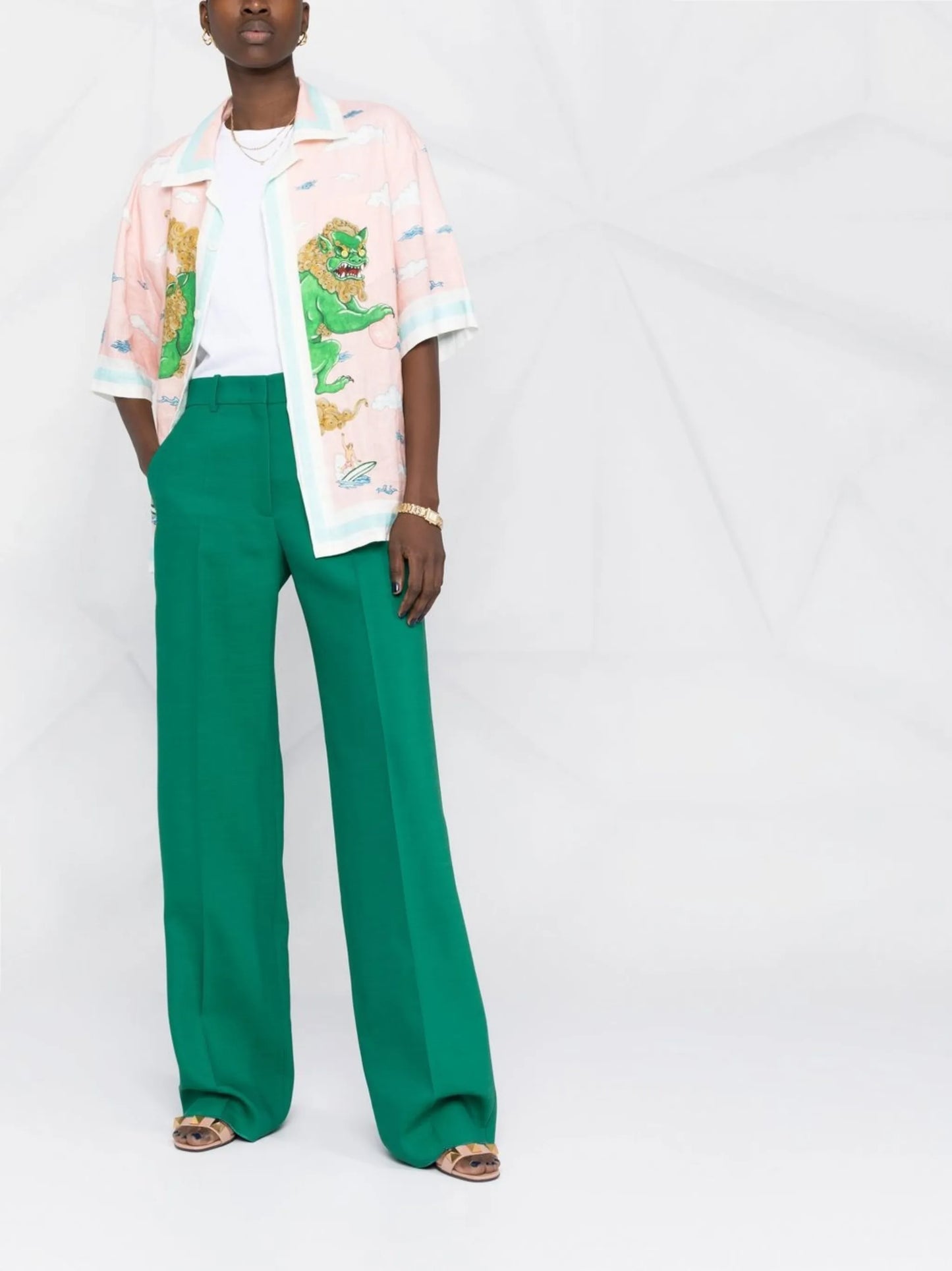 high-waist wide-leg trousers