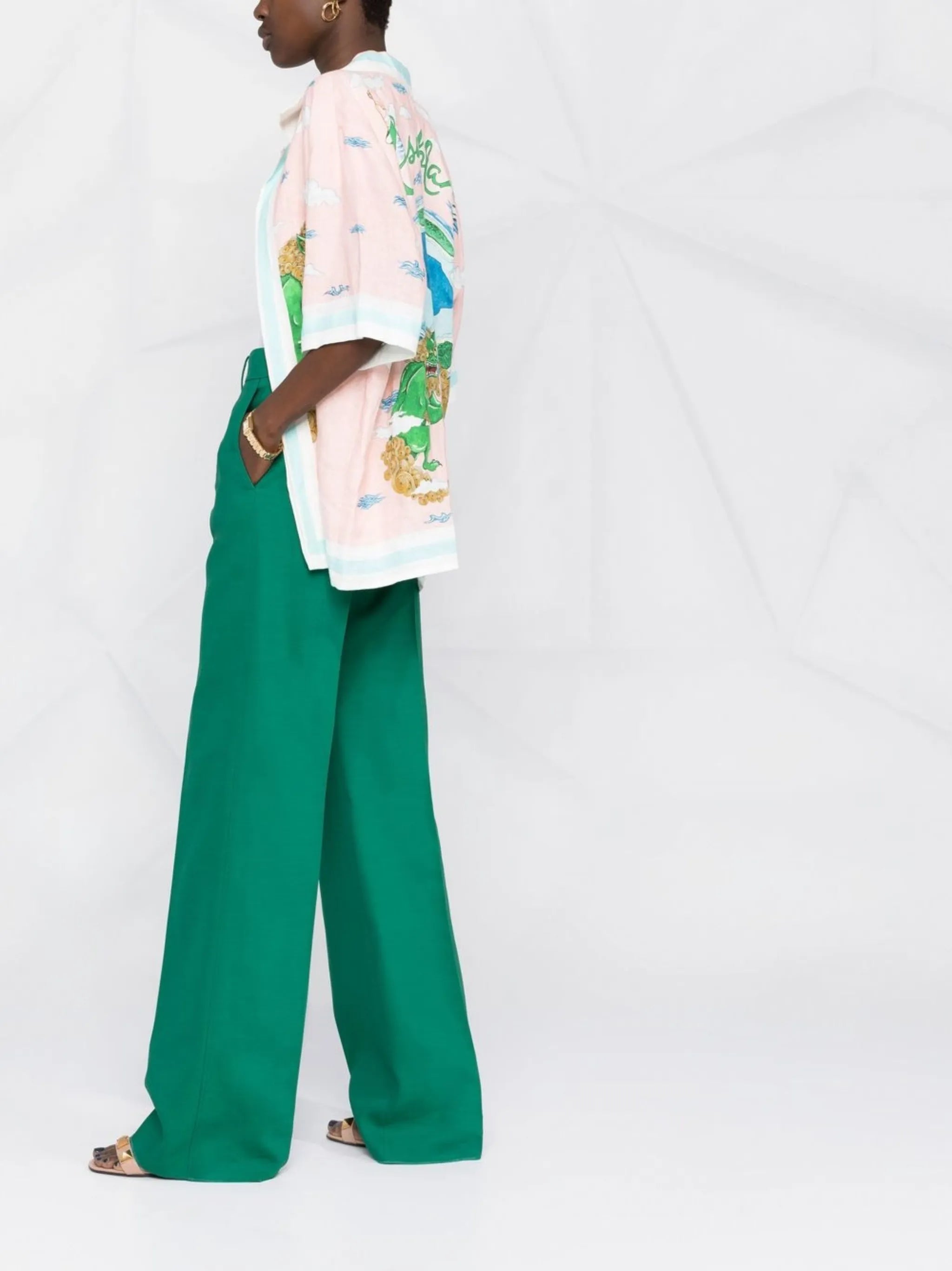 high-waist wide-leg trousers