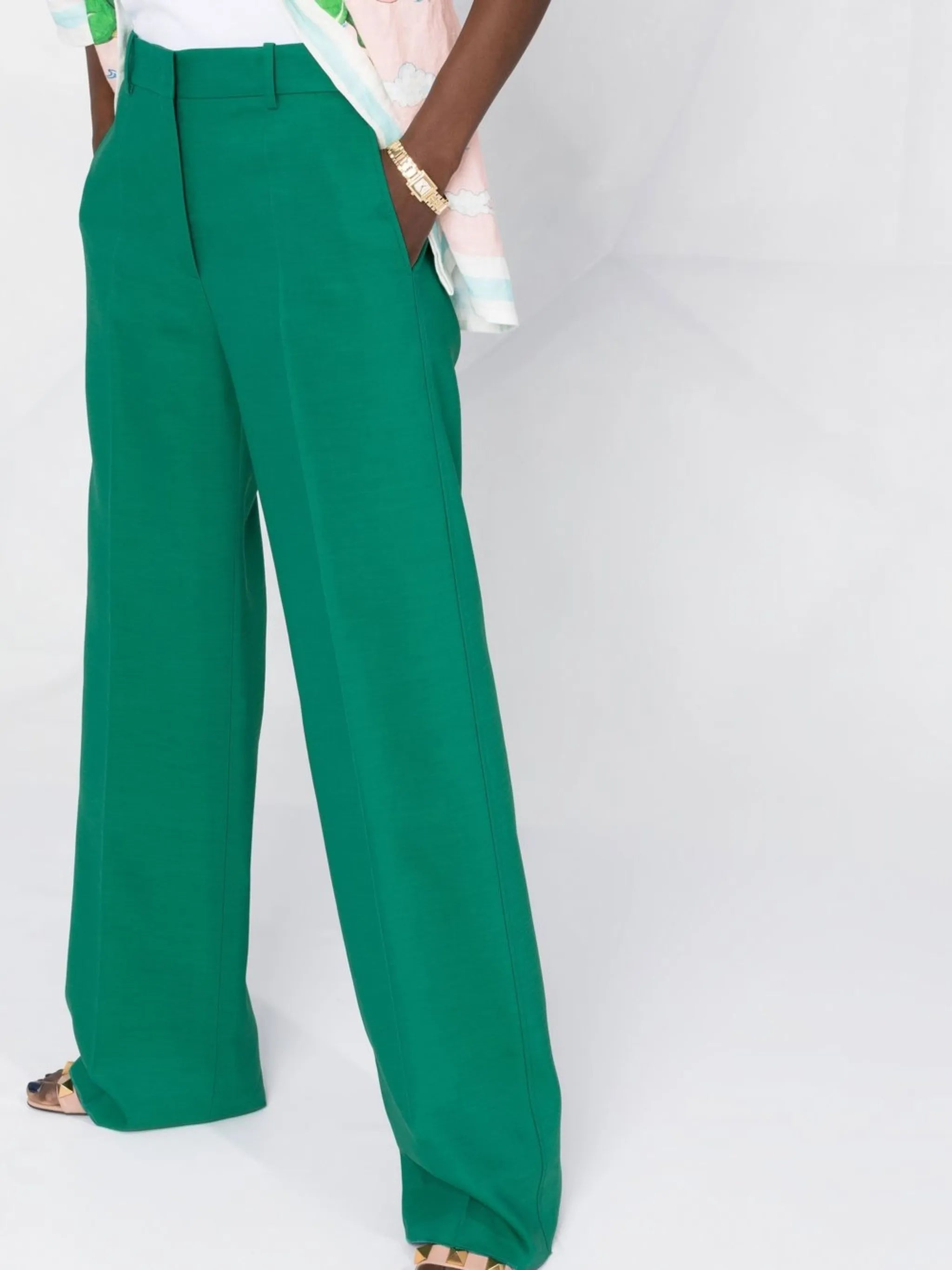 high-waist wide-leg trousers