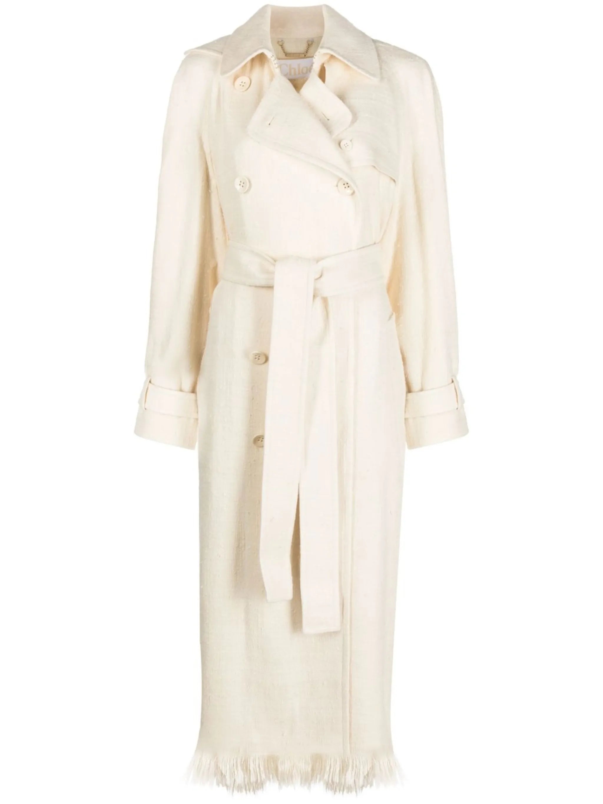 fringed silk trench coat