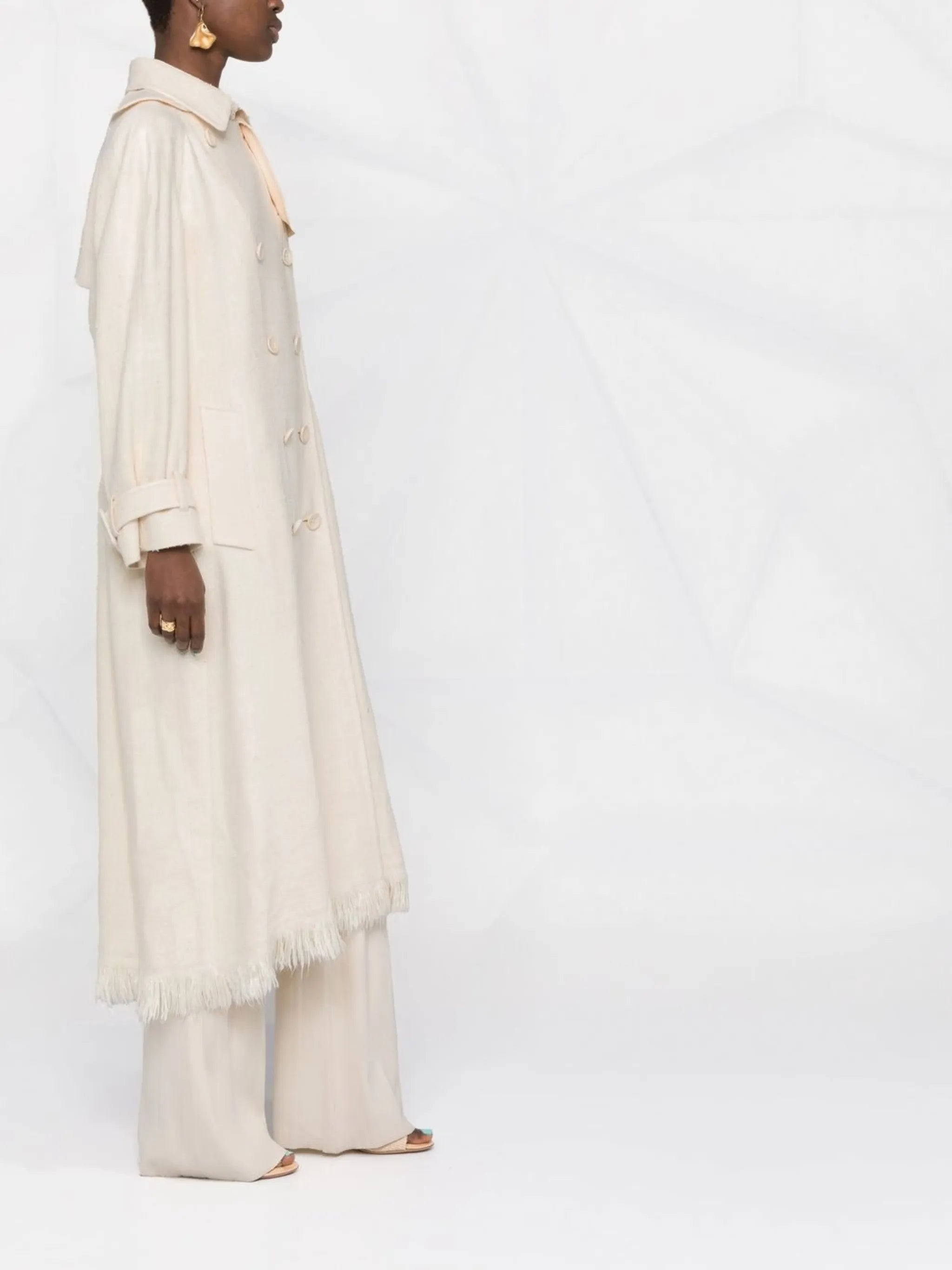 fringed silk trench coat
