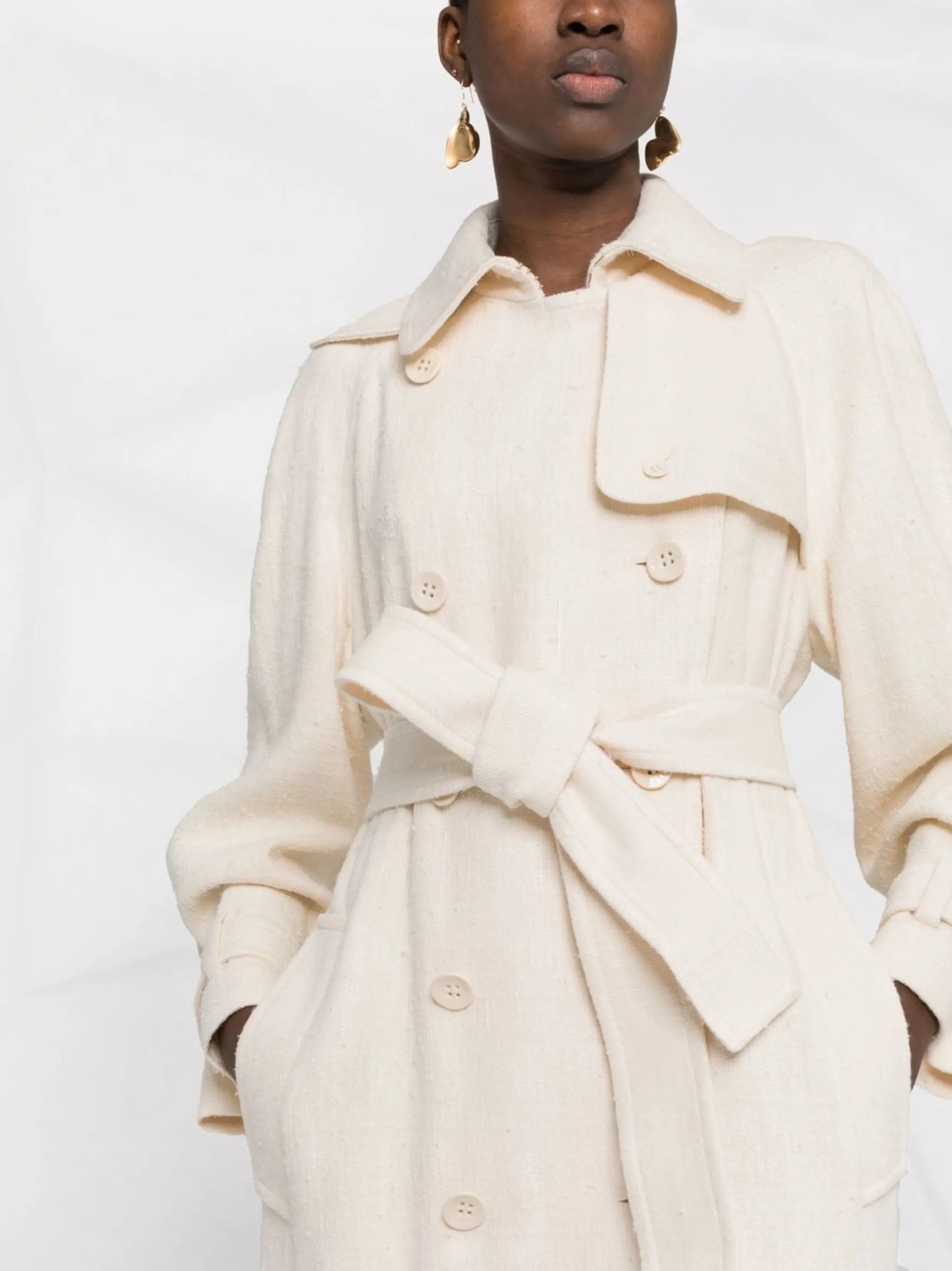 fringed silk trench coat