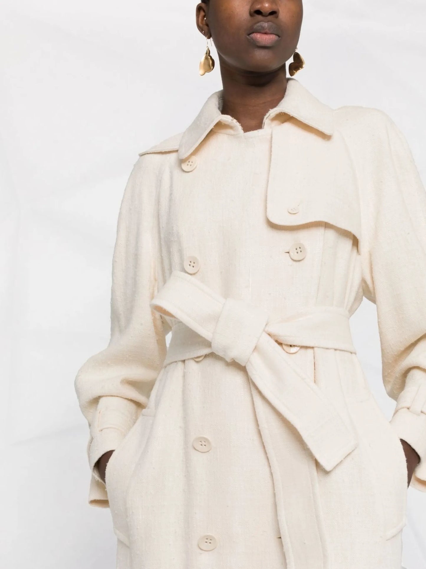 fringed silk trench coat