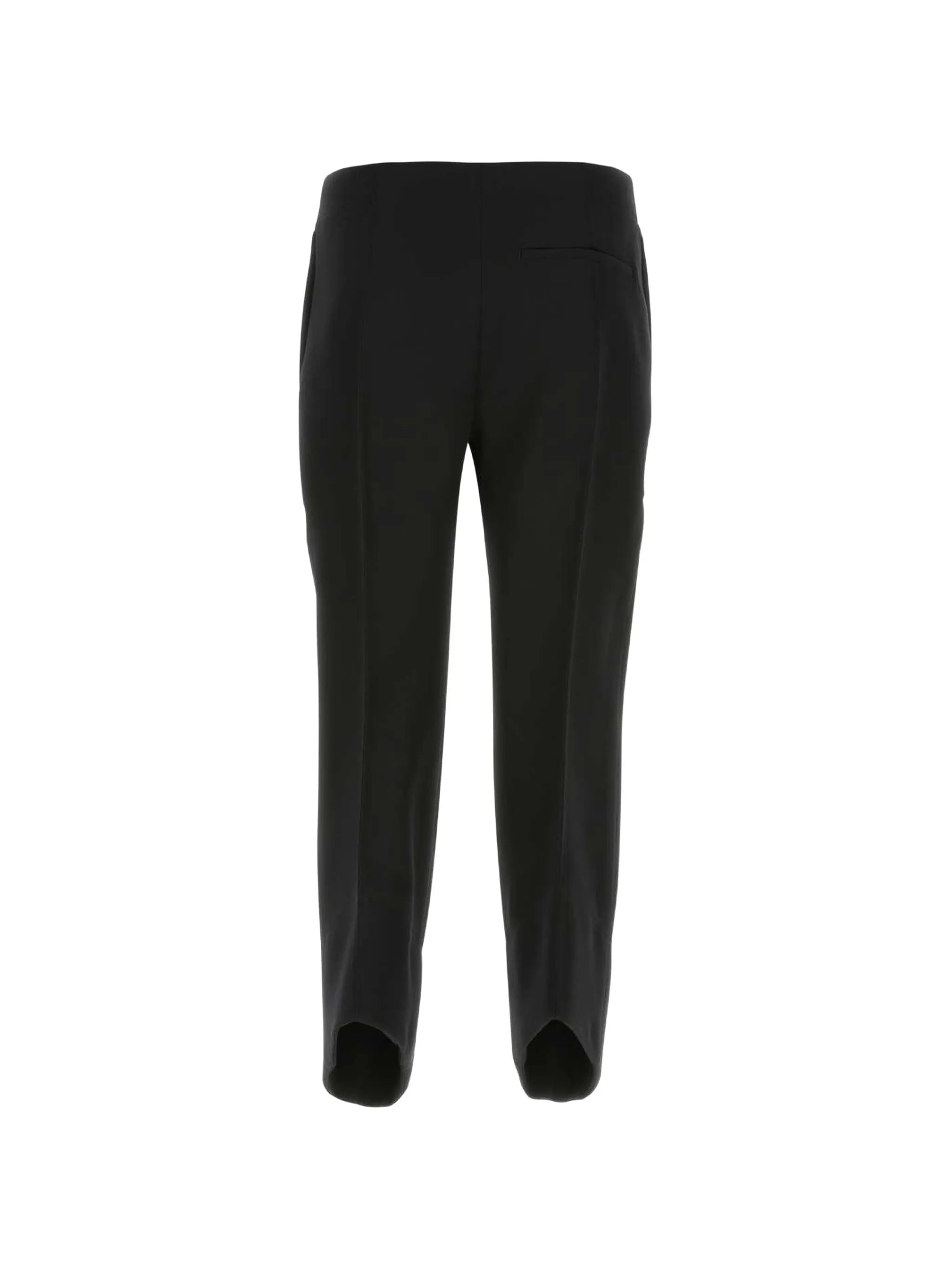 cropped curved seam wool trousers