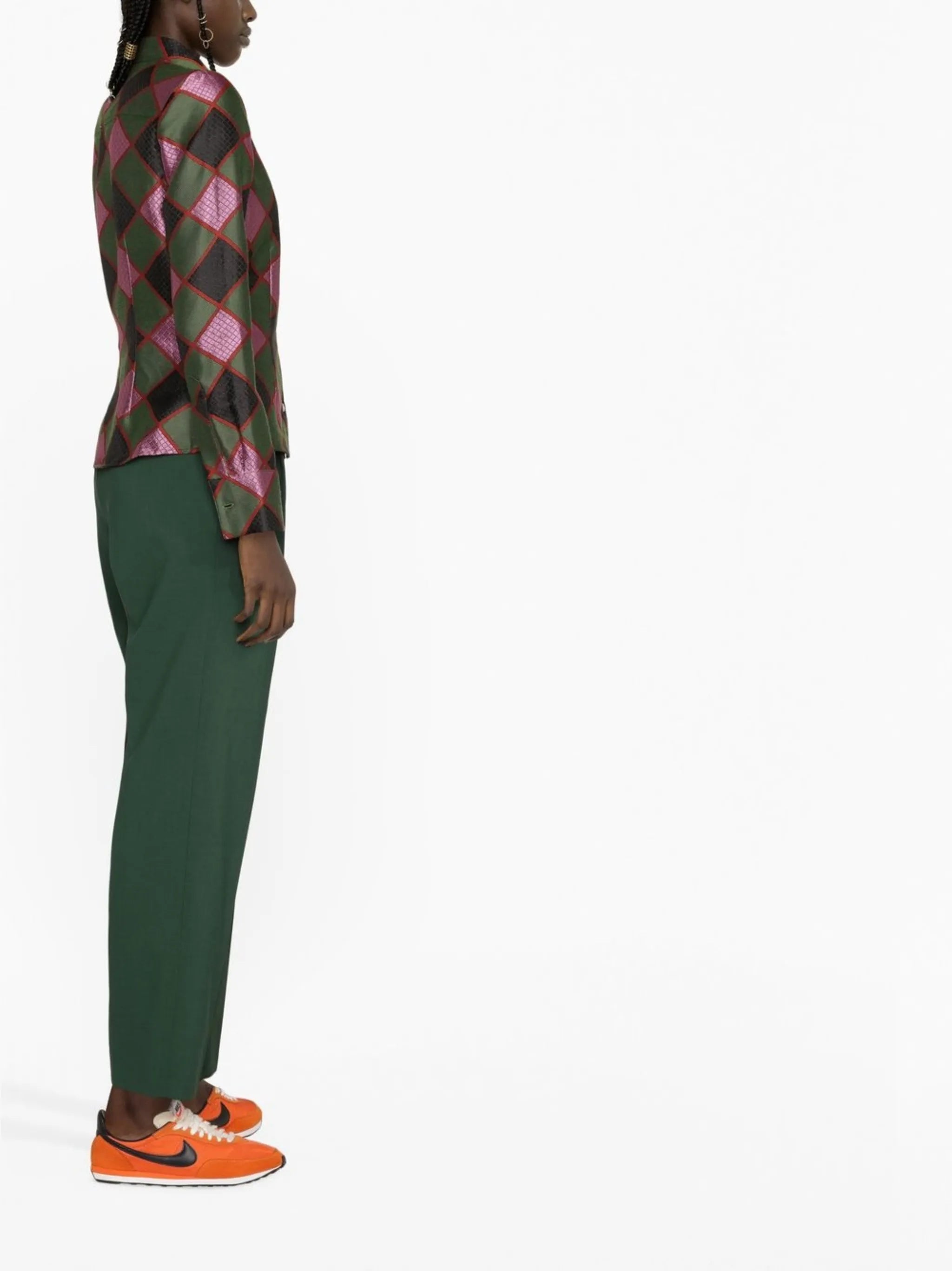 diamond-check long-sleeve shirt