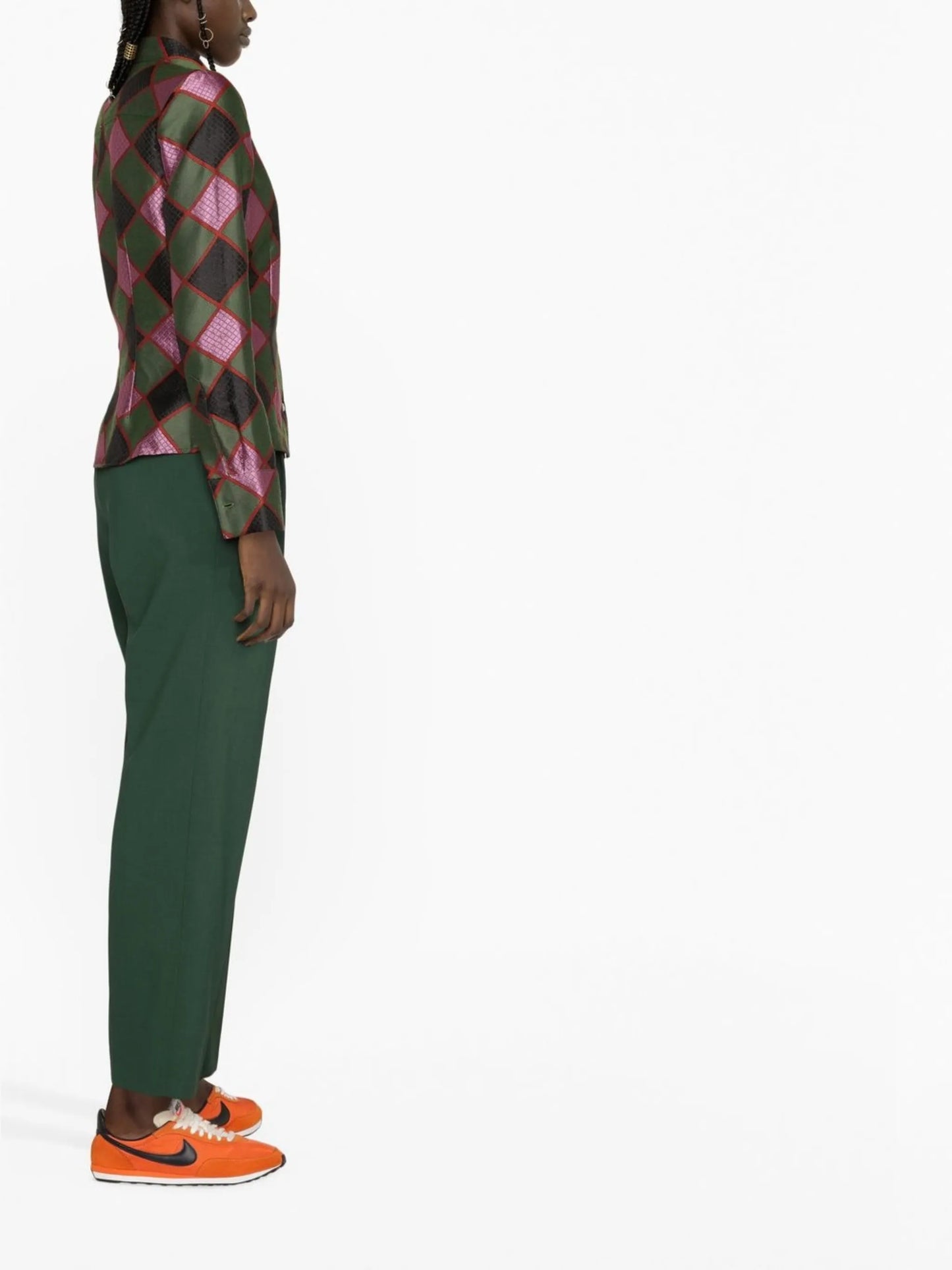diamond-check long-sleeve shirt