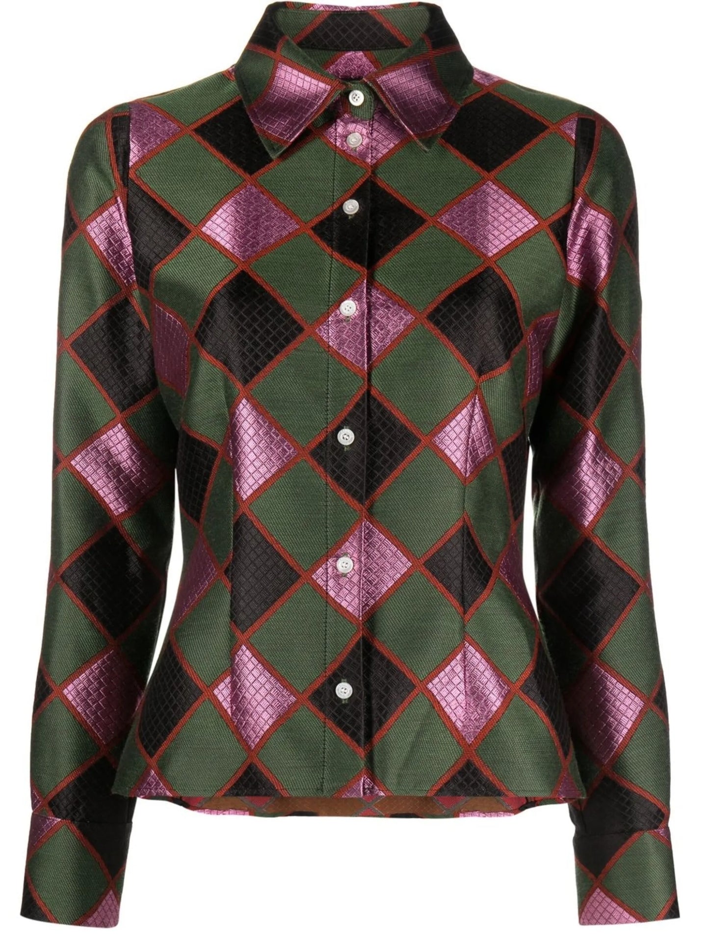diamond-check long-sleeve shirt