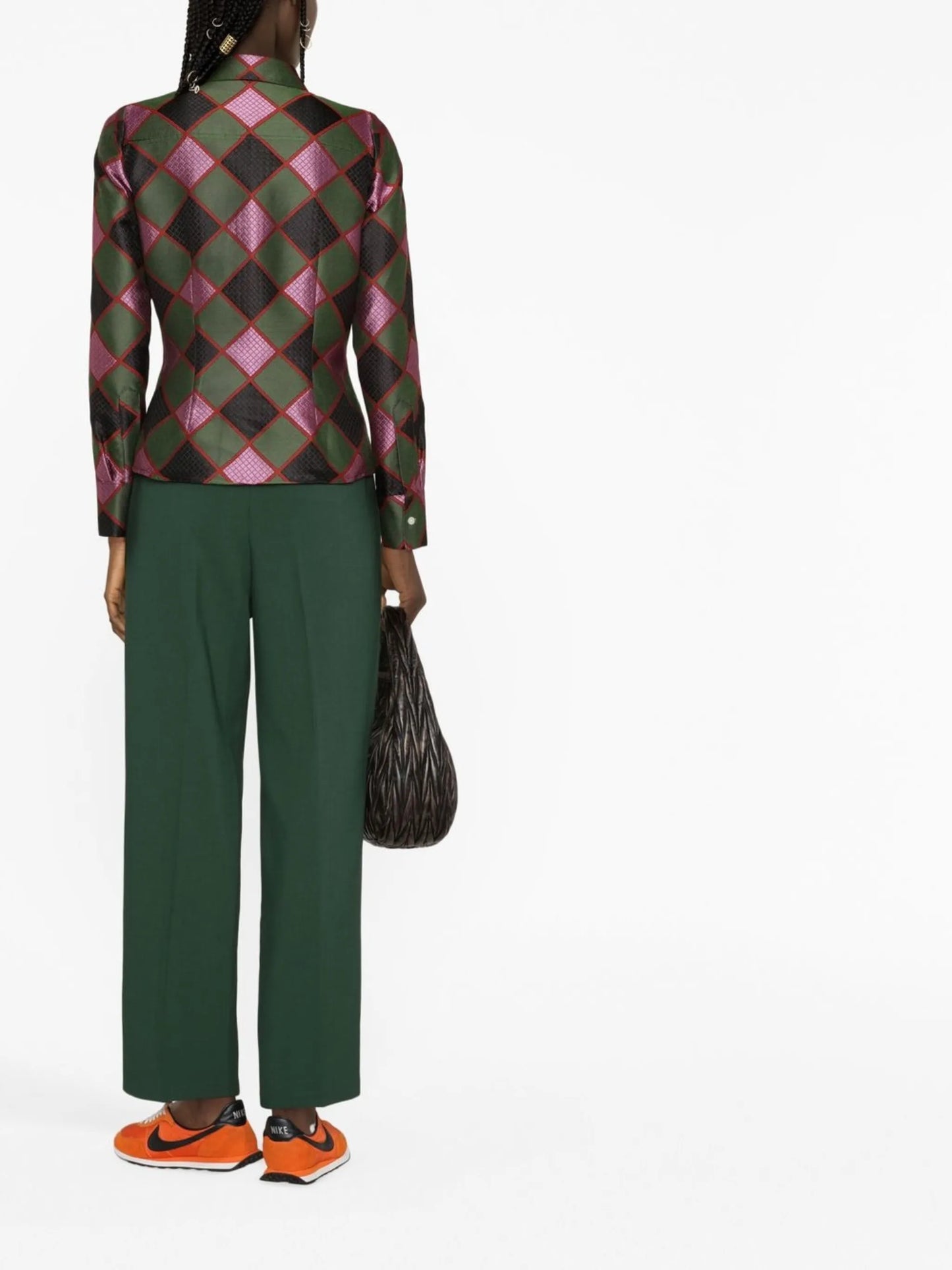 diamond-check long-sleeve shirt